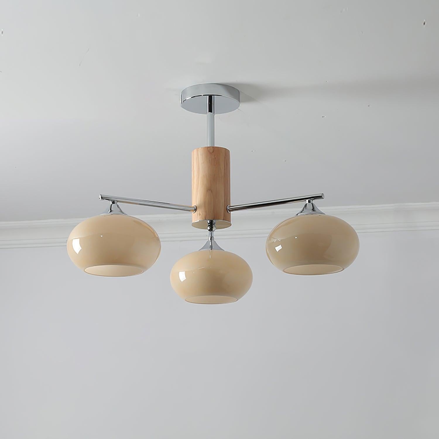 Elliptical Persimmon Chandelier with 3/6/8 heads - Glass Chandelier, Persimmon-1-Luxehomezone
