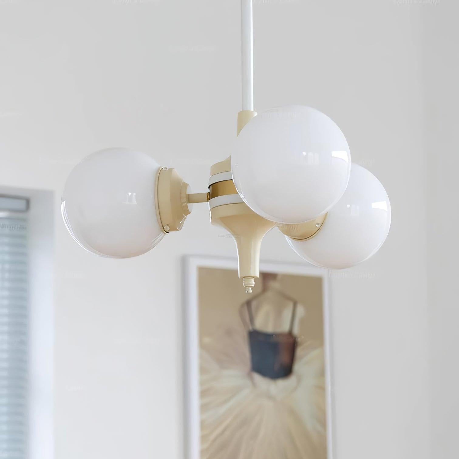 Cream Glass Ball Chandelier ∅ 19.7″ - Bend-1-Luxehomezone