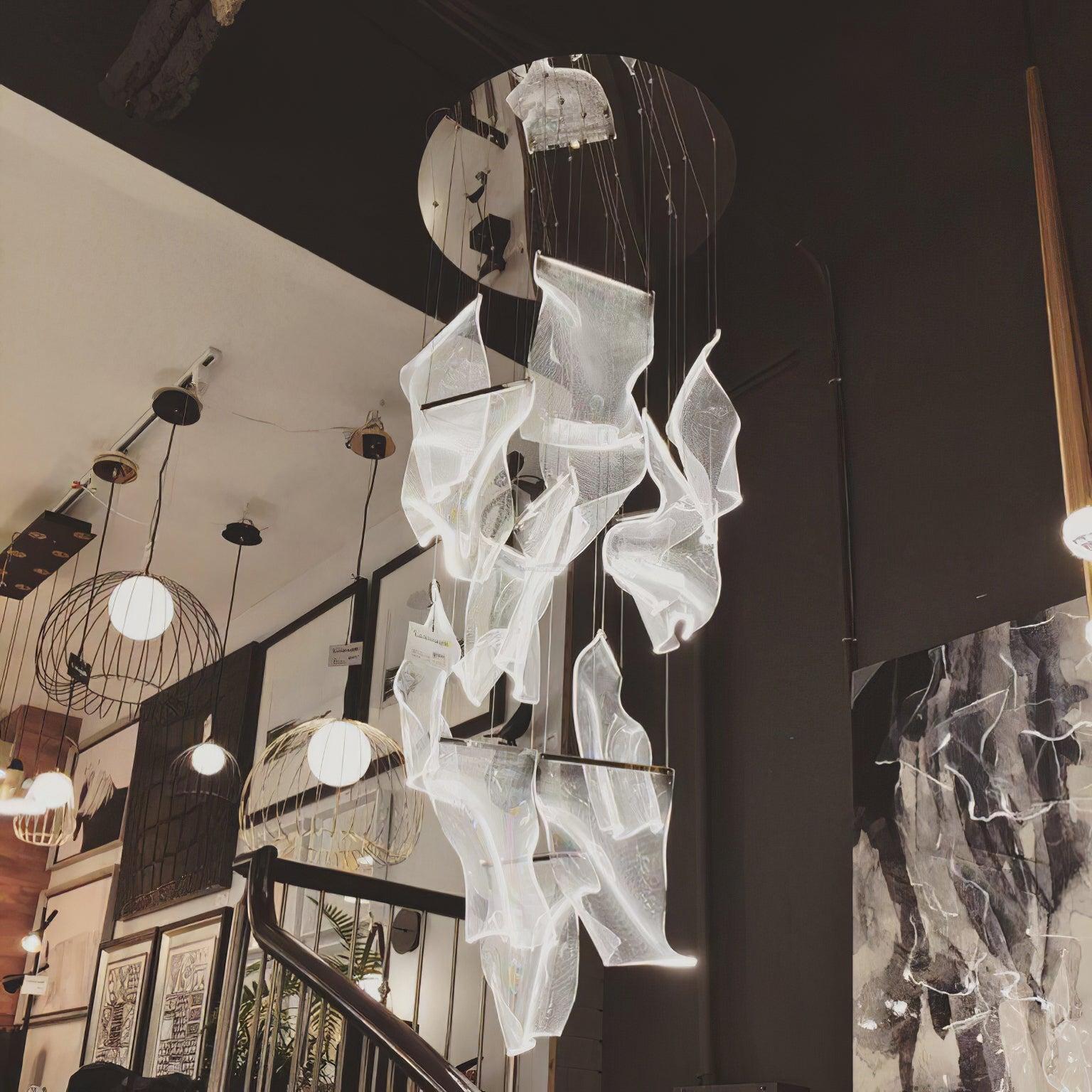Acrylic Staircase Chandelier - Helia-1-Luxehomezone