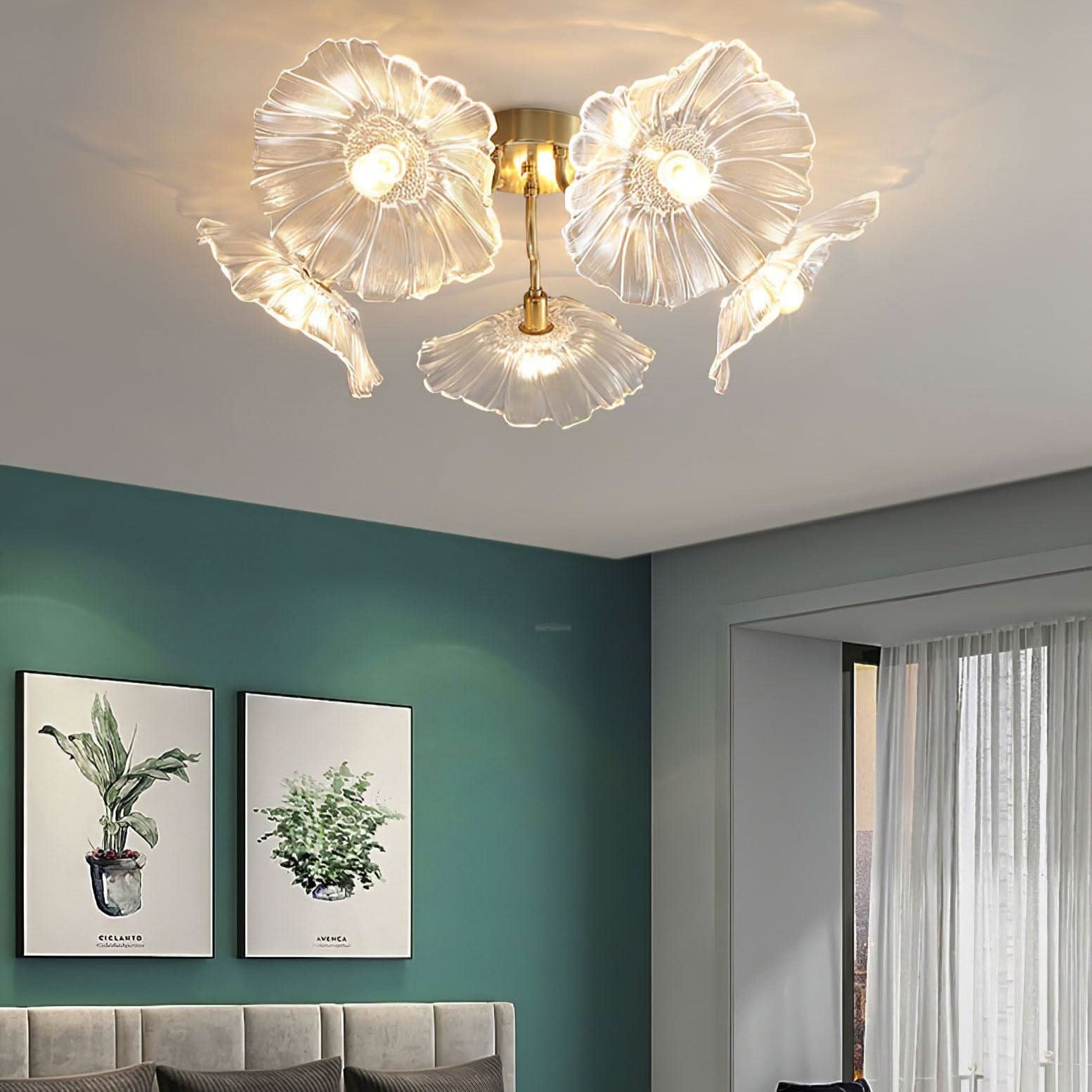 Lotus Leaf Glass Ceiling Lamp ∅ 31.5″/39.4'' - Luxehomezone