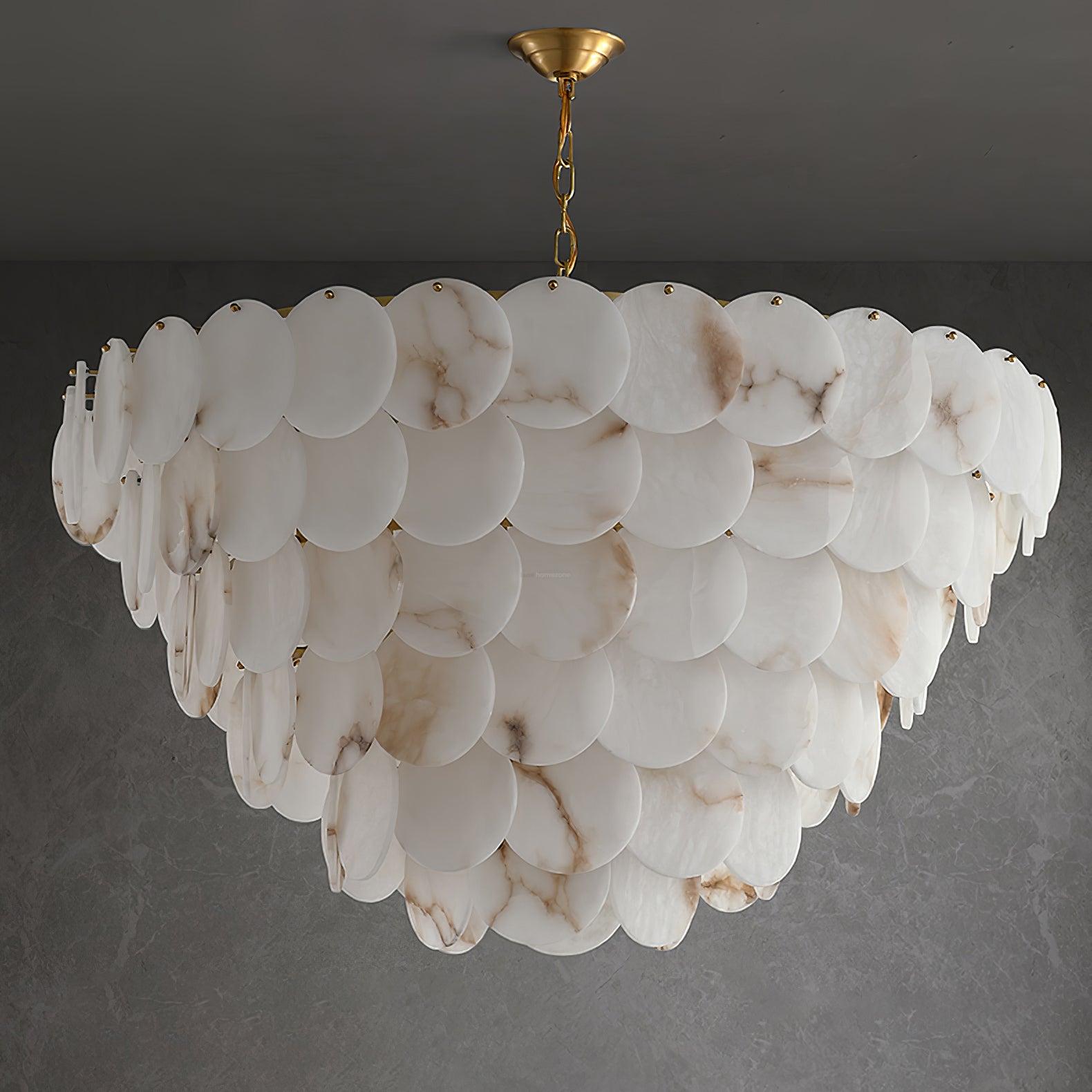 Alabaster Shell Brass Chandelier with 2/3/4/5/6 layer - Alabaster, Alabaster Chandelier-1-Luxehomezone