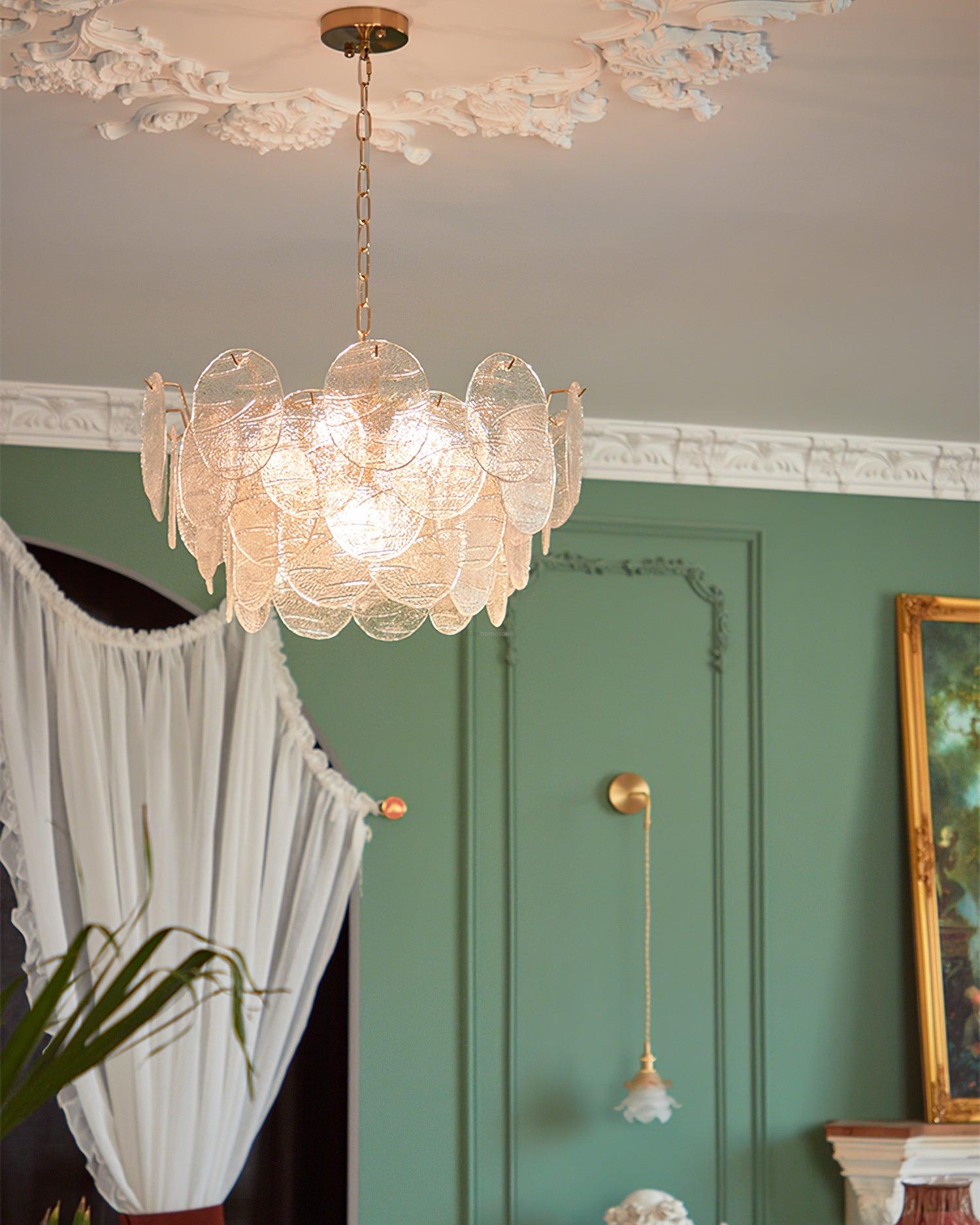 Victorian Disc Round Chandelier - Gold & Clear-1-Luxehomezone