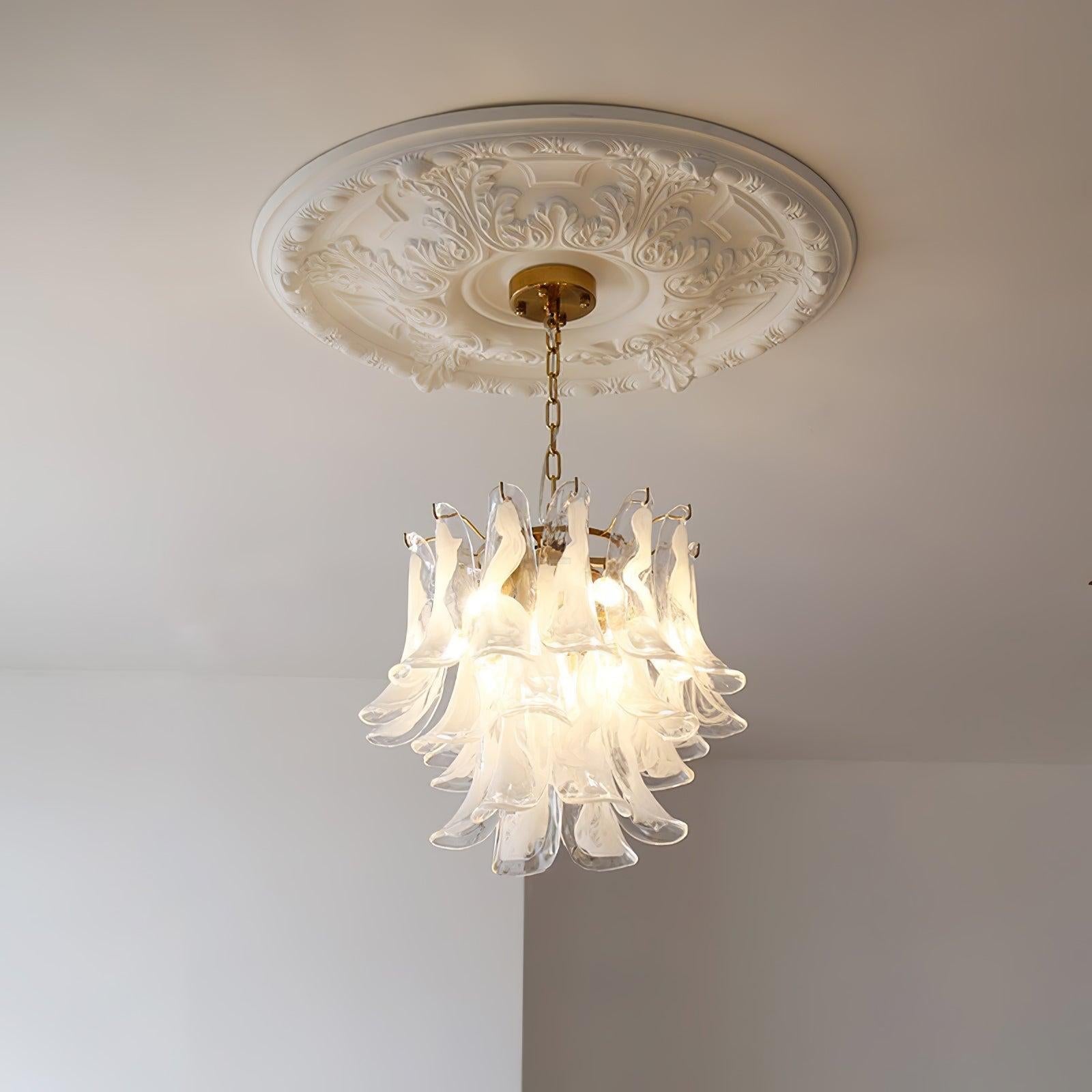 Glass Leaf Cascade Chandelier with 3/4 layer - Luxehomezone