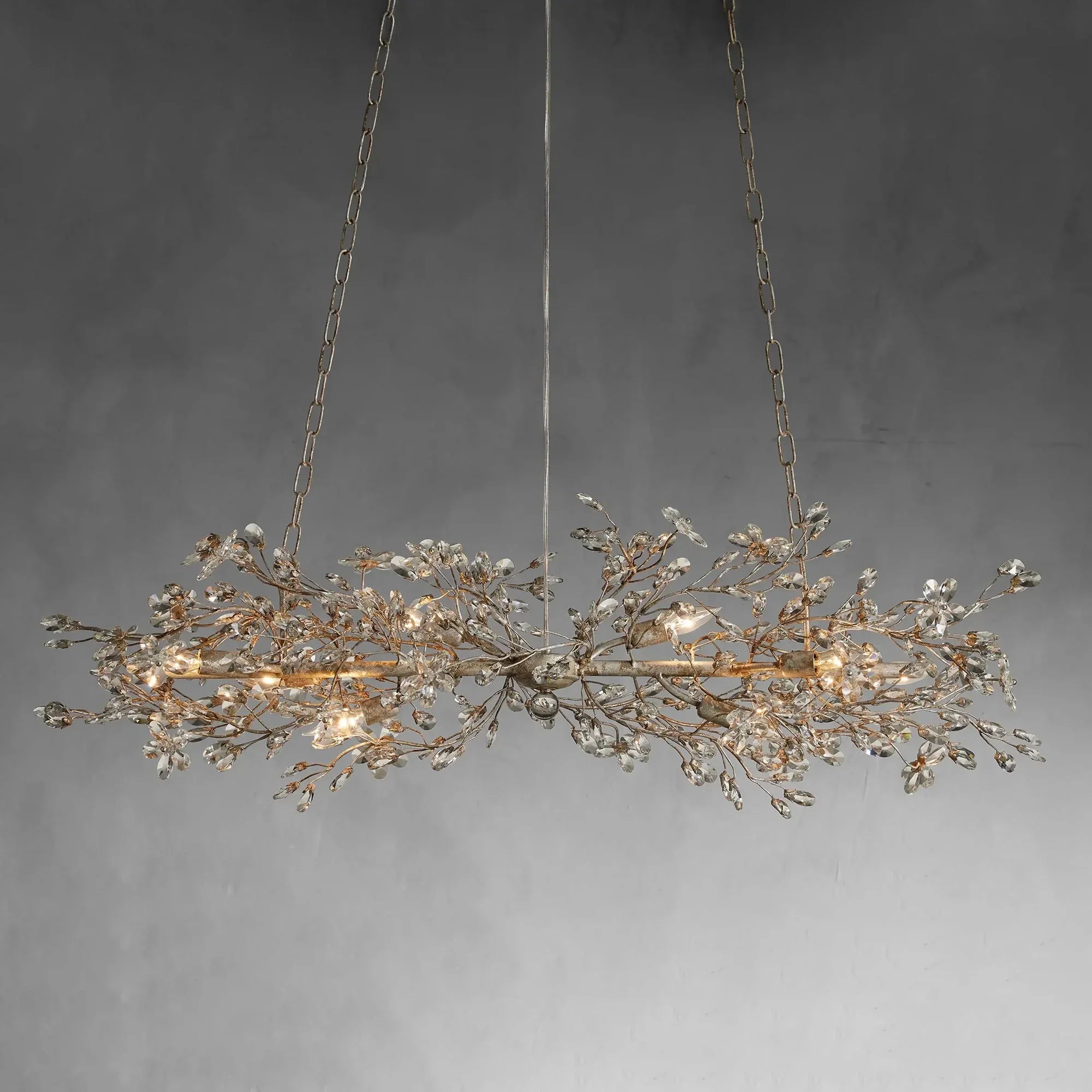 Crystal Flowers Fiore Linear Chandelier - All Products, Bedroom, Best Sellers, Branch, Chandelier, Dinner Room, Fiore Series, Kitchen- Chandelier1-Luxehomezone