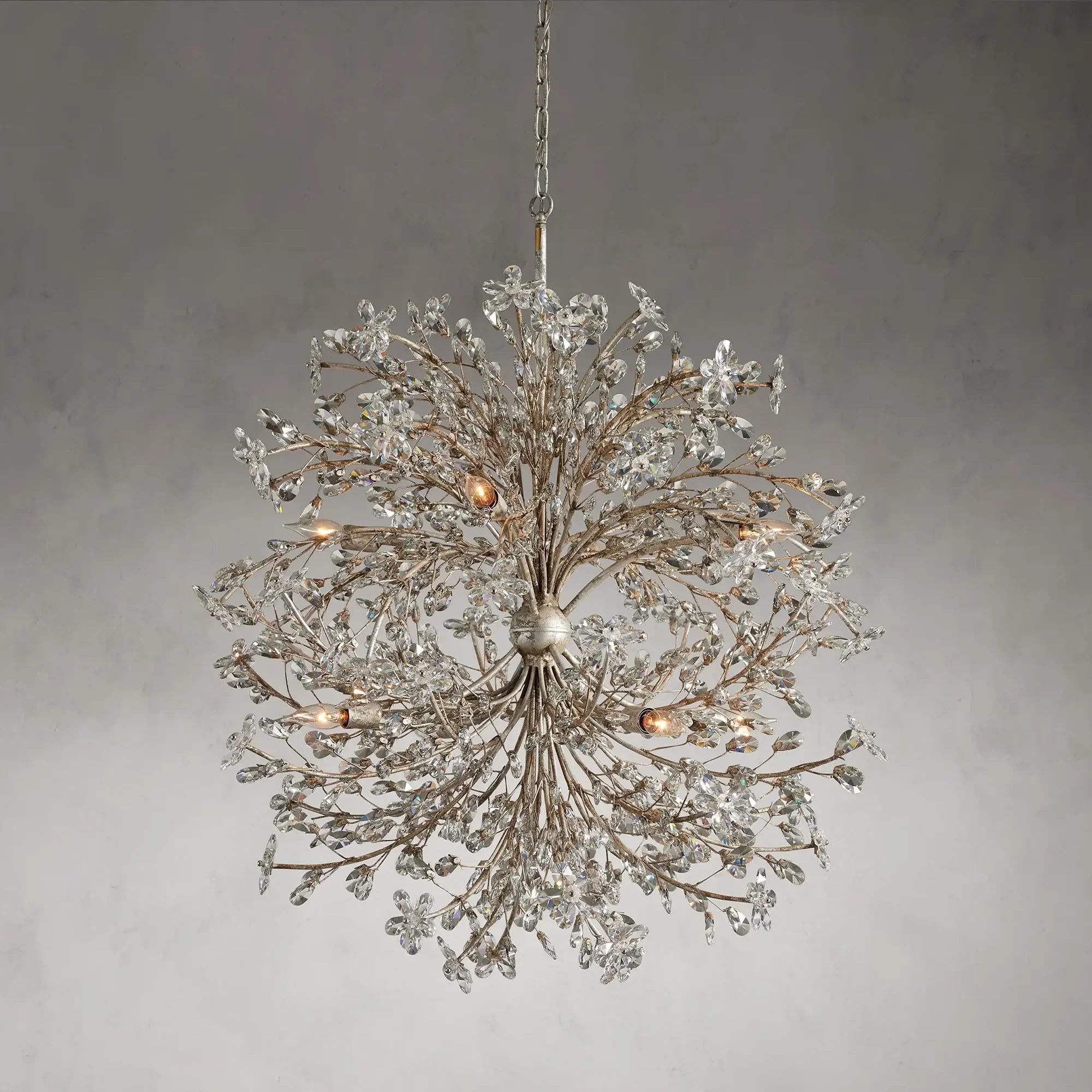 Crystal Flowers Fiore Round Chandelier 8 Light - All Products, Bedroom, Branch, Chandelier, Dinner Room, Fiore Series, Kitchen- Chandelier1-Luxehomezone