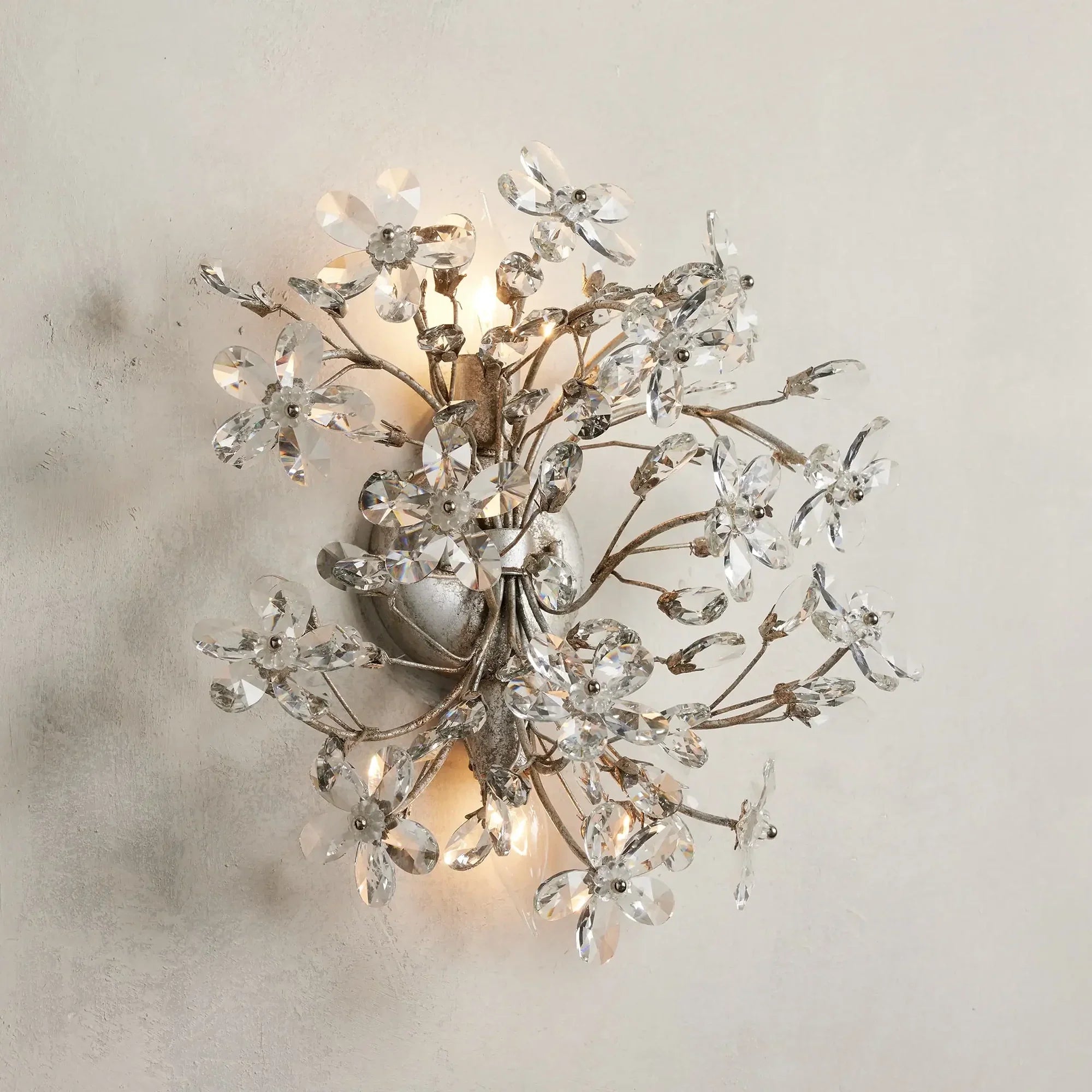 Crystal Flowers Fiore 2-Light Wall Sconce - All Products, Bedroom, Branch, Crystal, Dinner Room, Fiore Series, Ins Review, Wall Sconce- Wall Sconce1-Luxehomezone
