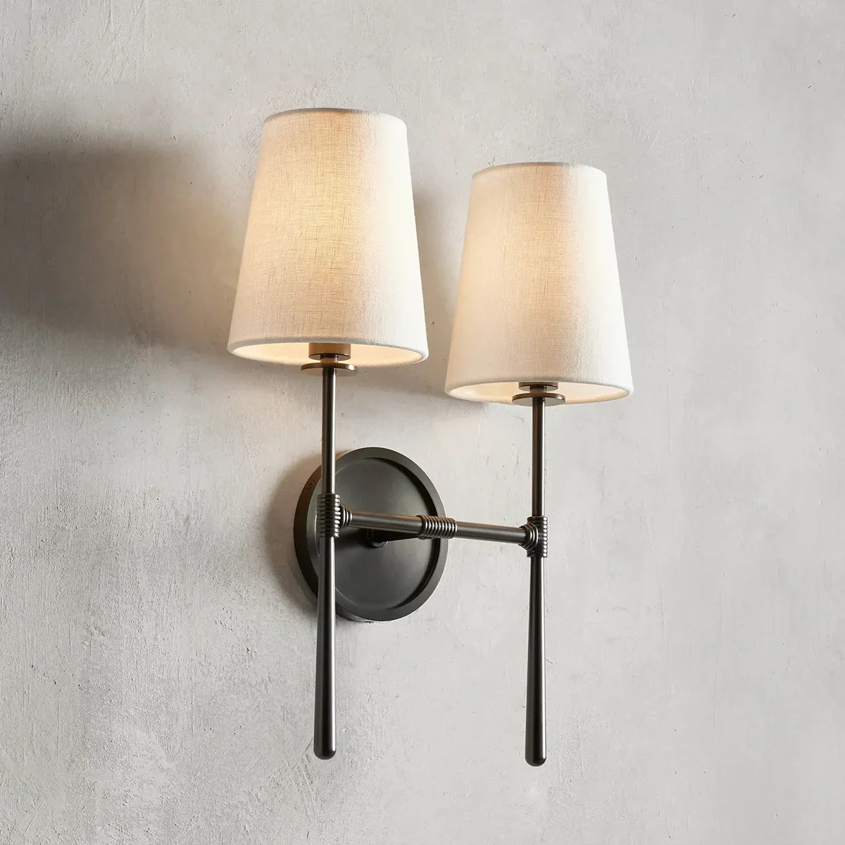 Art Fabric Lamp Shade Rhode Double Wall Sconce - Rhode Series, Wall Sconce- Wall Sconce1-Luxehomezone