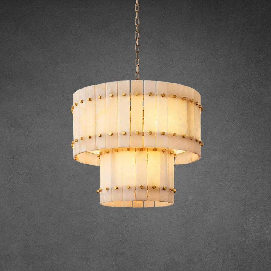 Lux Alabaster Round Tiered Chandelier 22″