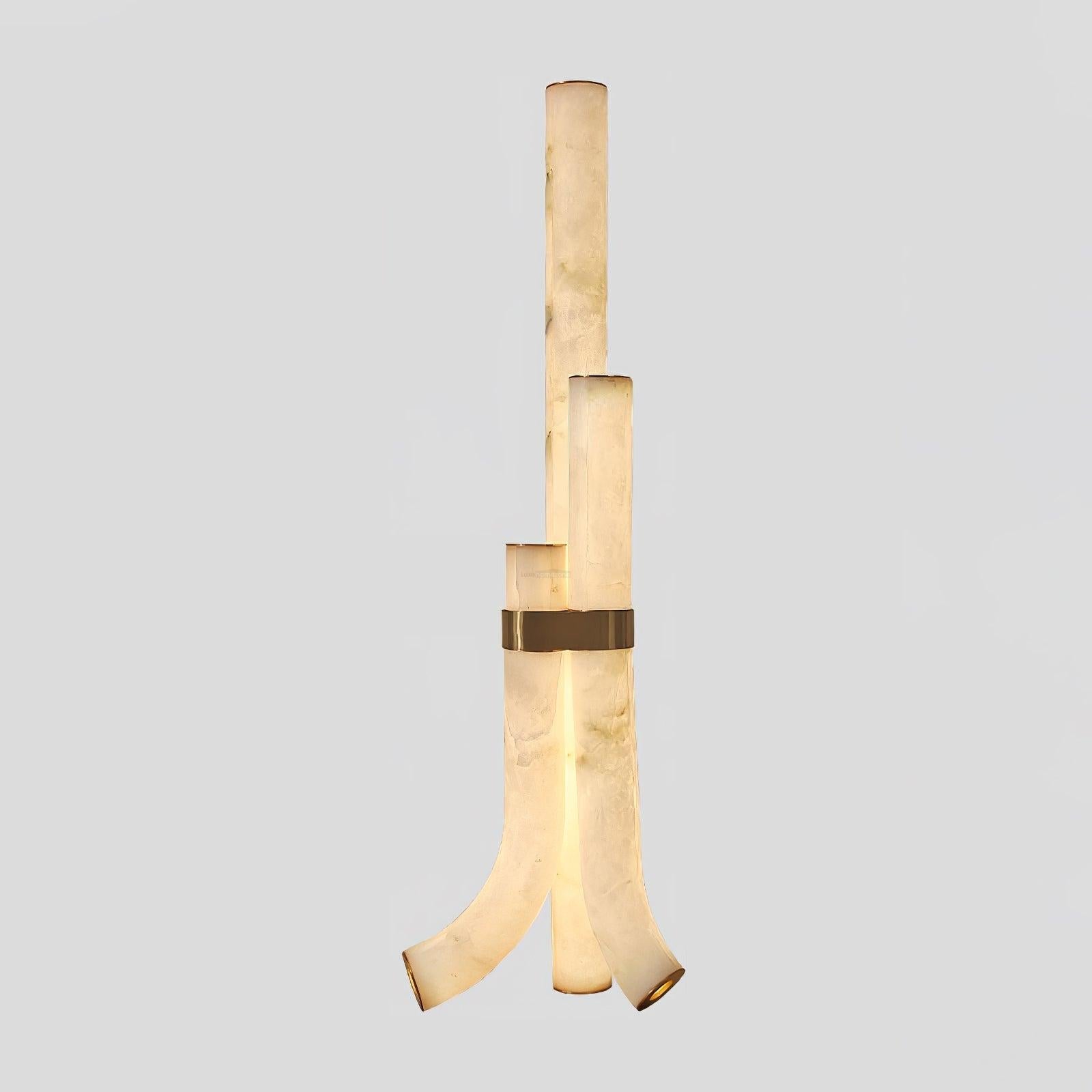 Piped Marble Floor Lamp  ∅ 17.7″ - Alabaster-1-Luxehomezone
