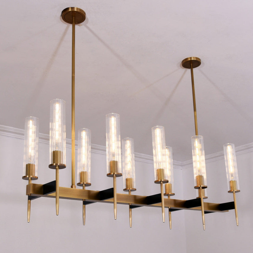 Aicken Glass Linear Chandelier 10 Lights