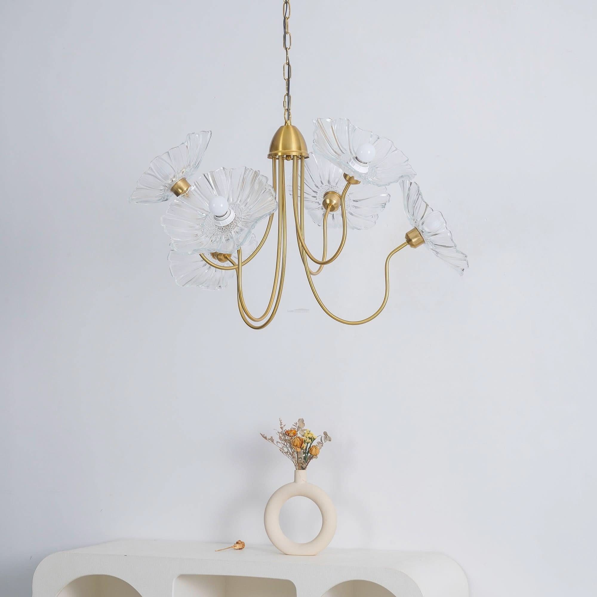 Lotus Leaf Glass Chandelier ∅ 35.4″ - Luxehomezone