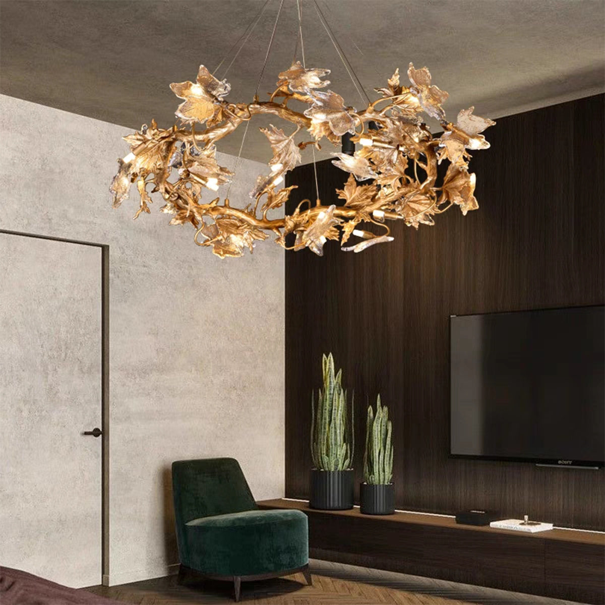 Leafy Dendritic Round Chandelier Branch - branching-1-Luxehomezone