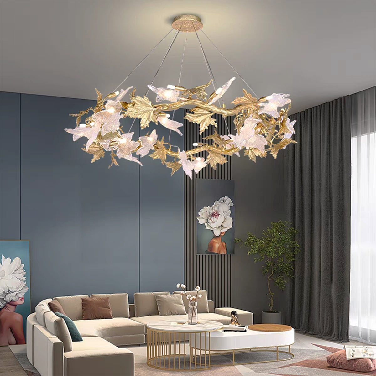Leafy Dendritic Round Chandelier Branch - branching-1-Luxehomezone