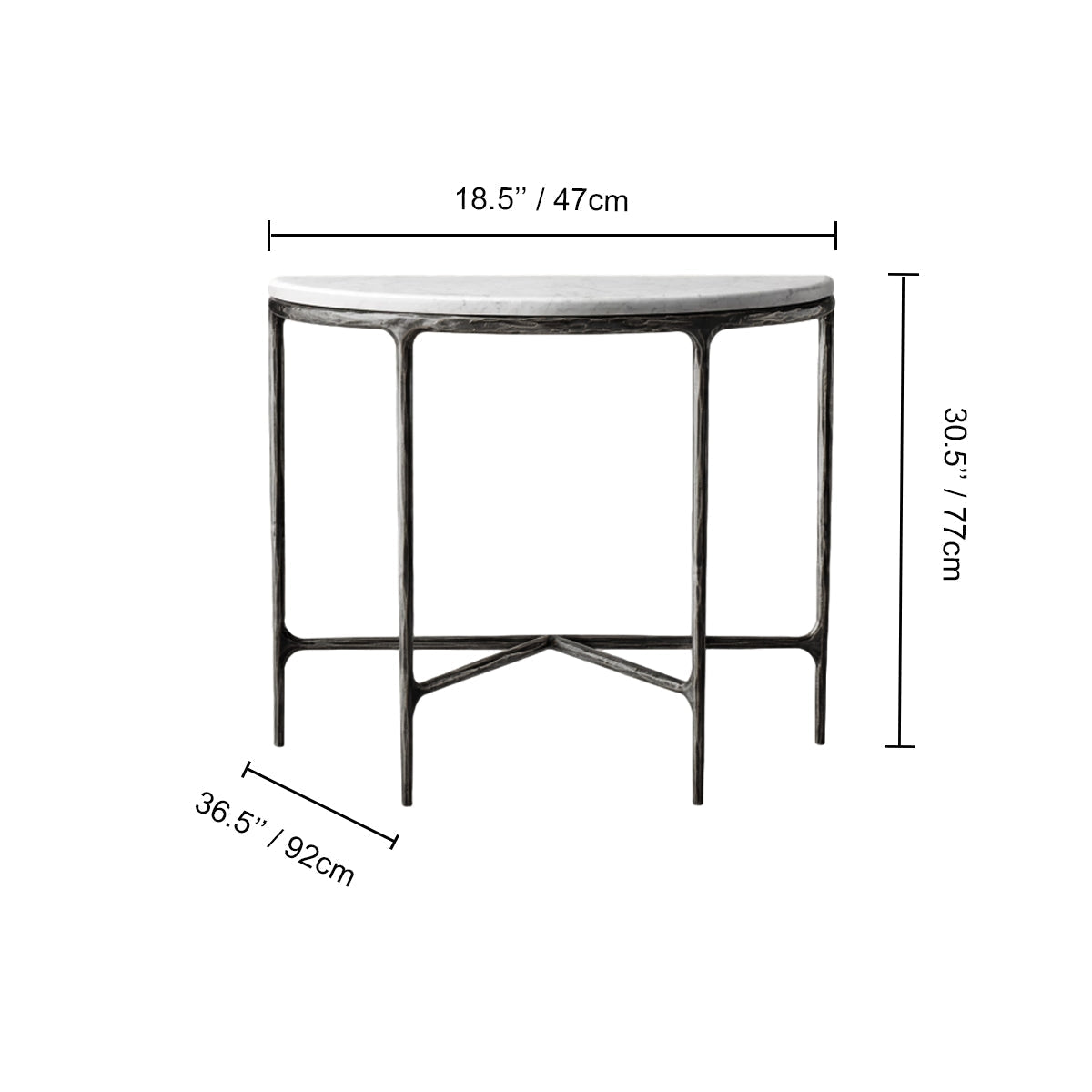 Thaddeus Semi-Circle Marble Console Table