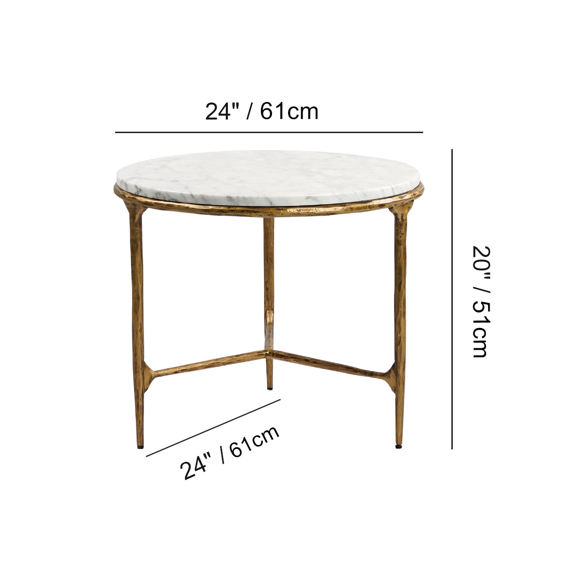 Thaddeus Marble Round Side Table 3 Leg 24"D