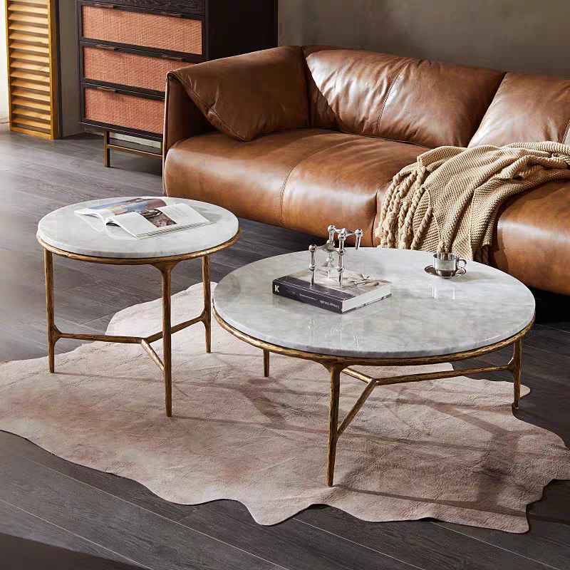 Thaddeus Marble Round Side Table 3 Leg 24"D