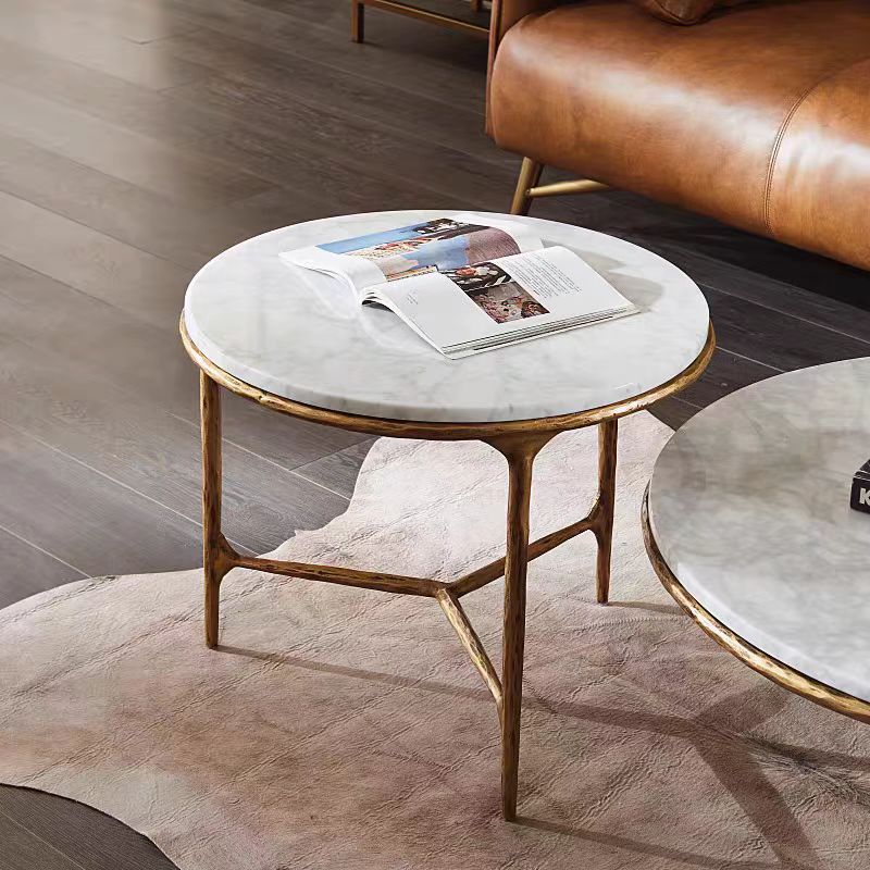 Thaddeus Marble Round Side Table 3 Leg 24"D