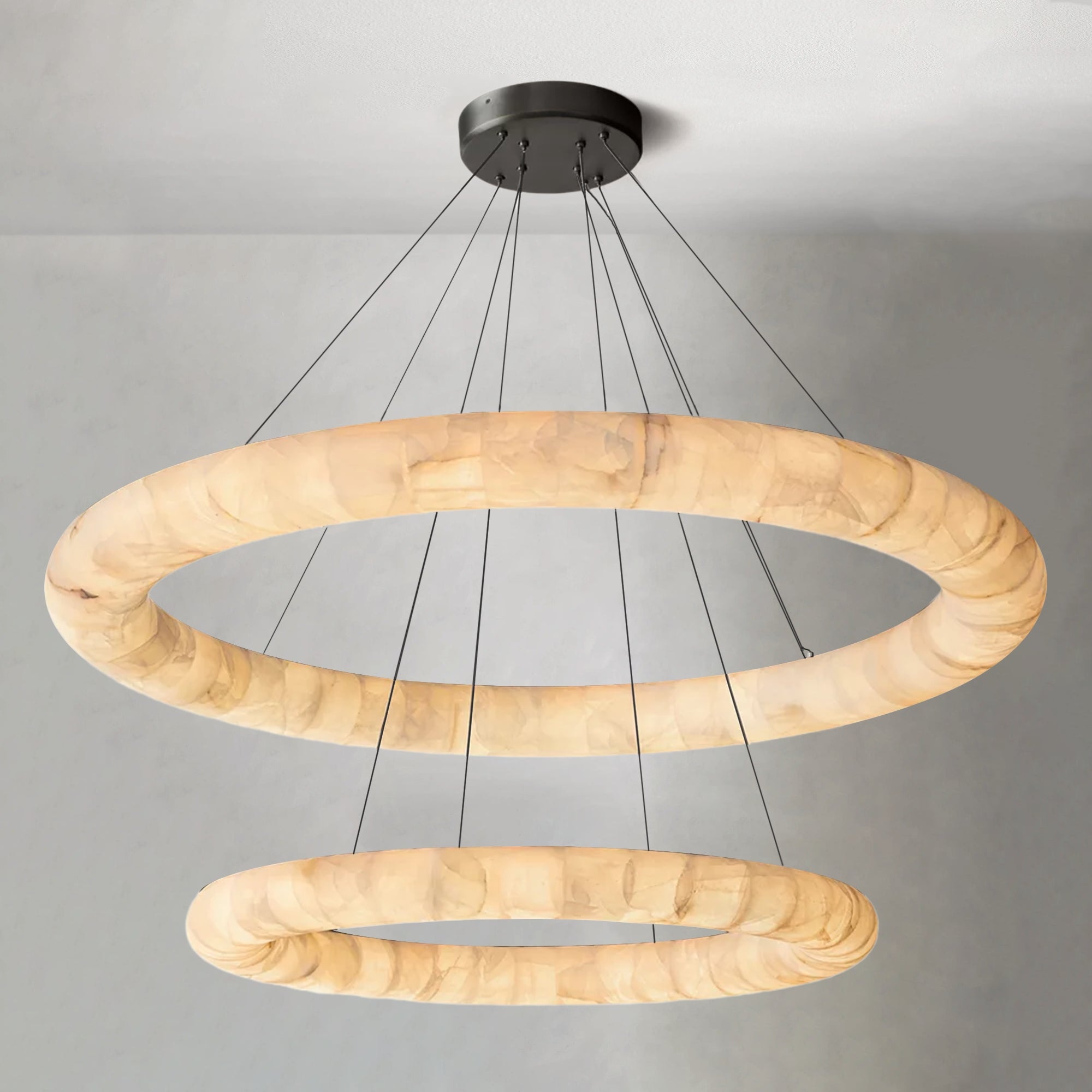 Alabaster Lisse 2 Tier Round Chandelier 61 - Alabaster Lisse, All Products, Foyer&Staircase, Living Room, round chandelier- Chandelier1-Luxehomezone