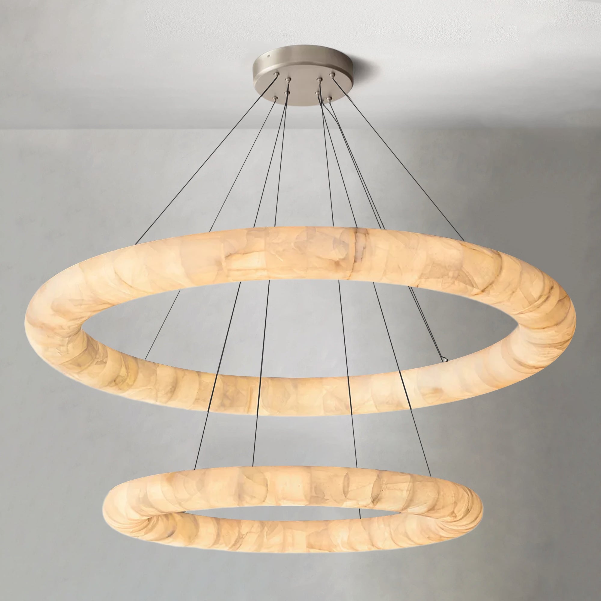Alabaster Lisse 2 Tier Round Chandelier 61 - Alabaster Lisse, All Products, Foyer&Staircase, Living Room, round chandelier- Chandelier1-Luxehomezone