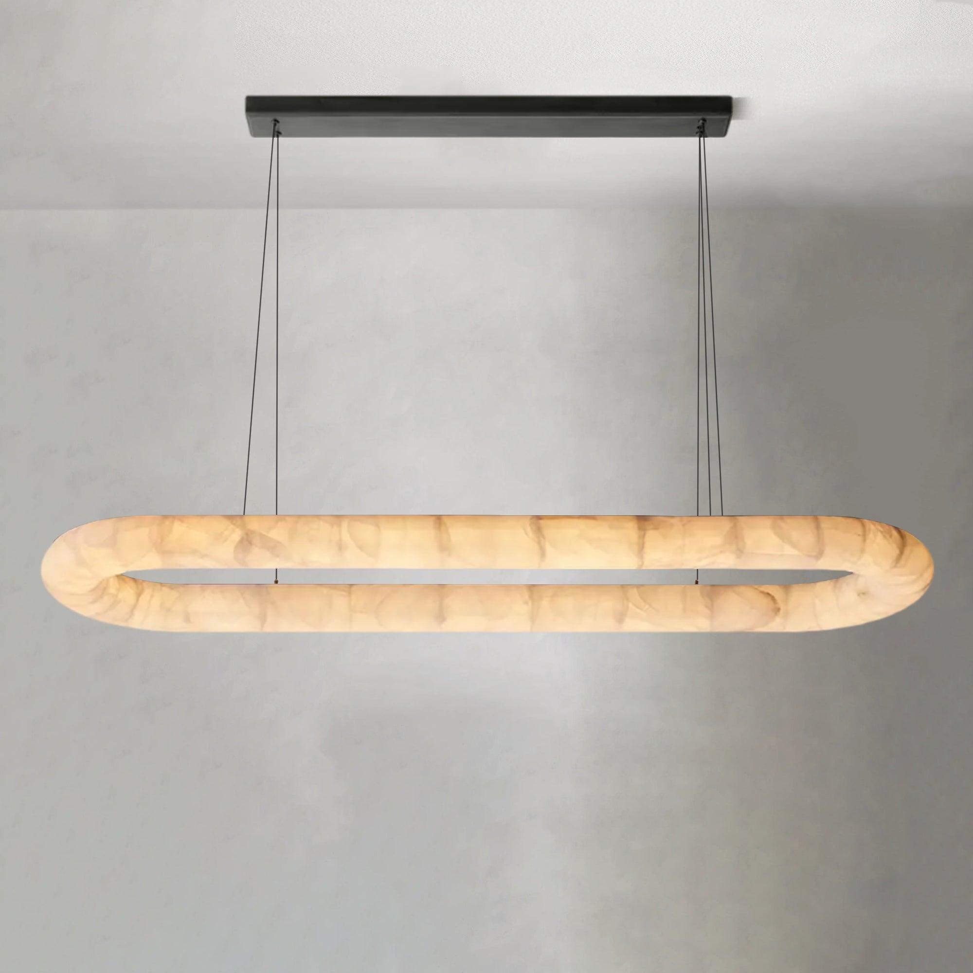Alabaster Lisse Oval Chandelier 57" 74" - Alabaster Lisse, All Products, Dining & Kitchen, Linear/Rectangular Chandelier, Living Room- Chandelier1-Luxehomezone