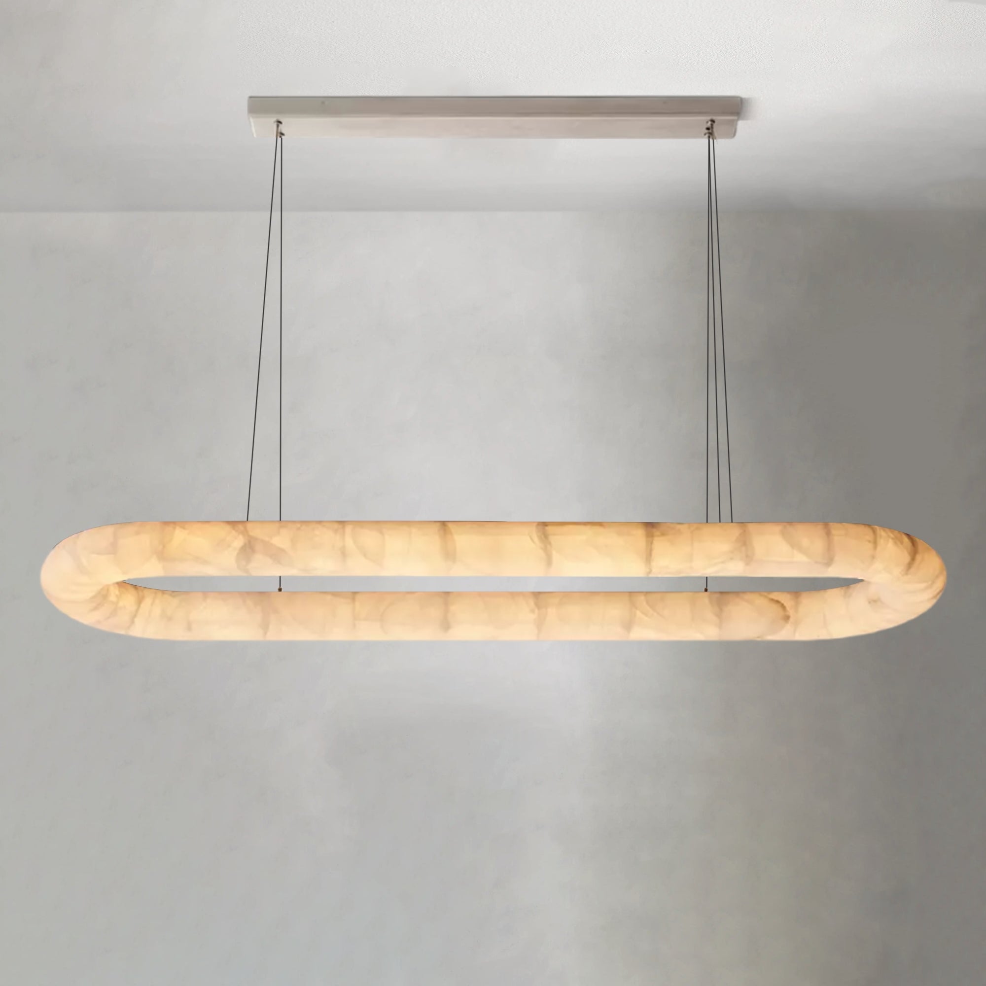 Alabaster Lisse Oval Chandelier 57" 74" - Alabaster Lisse, All Products, Dining & Kitchen, Linear/Rectangular Chandelier, Living Room- Chandelier1-Luxehomezone
