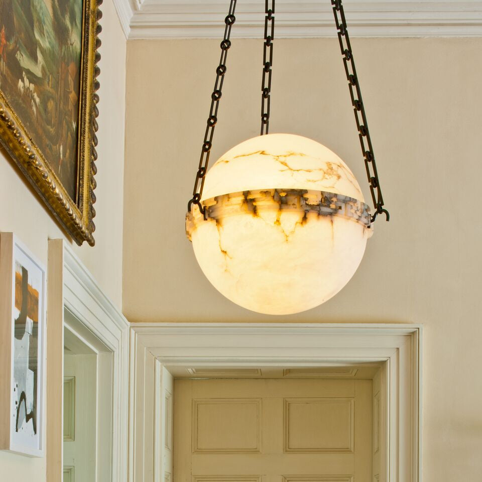 Bosso Alabaster Ball Globe Penadant- Bronze