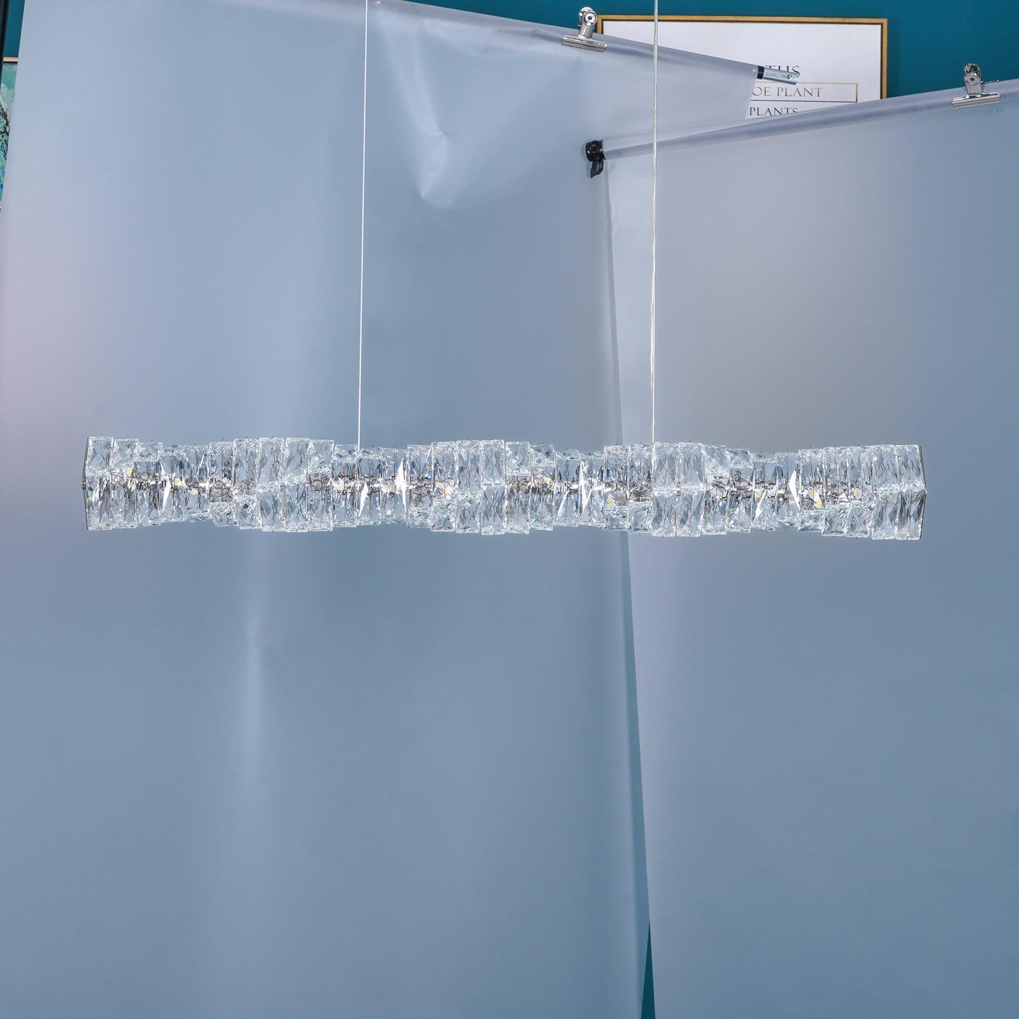 Long Crystal  Linear Pendant Light - Bar-1-Luxehomezone