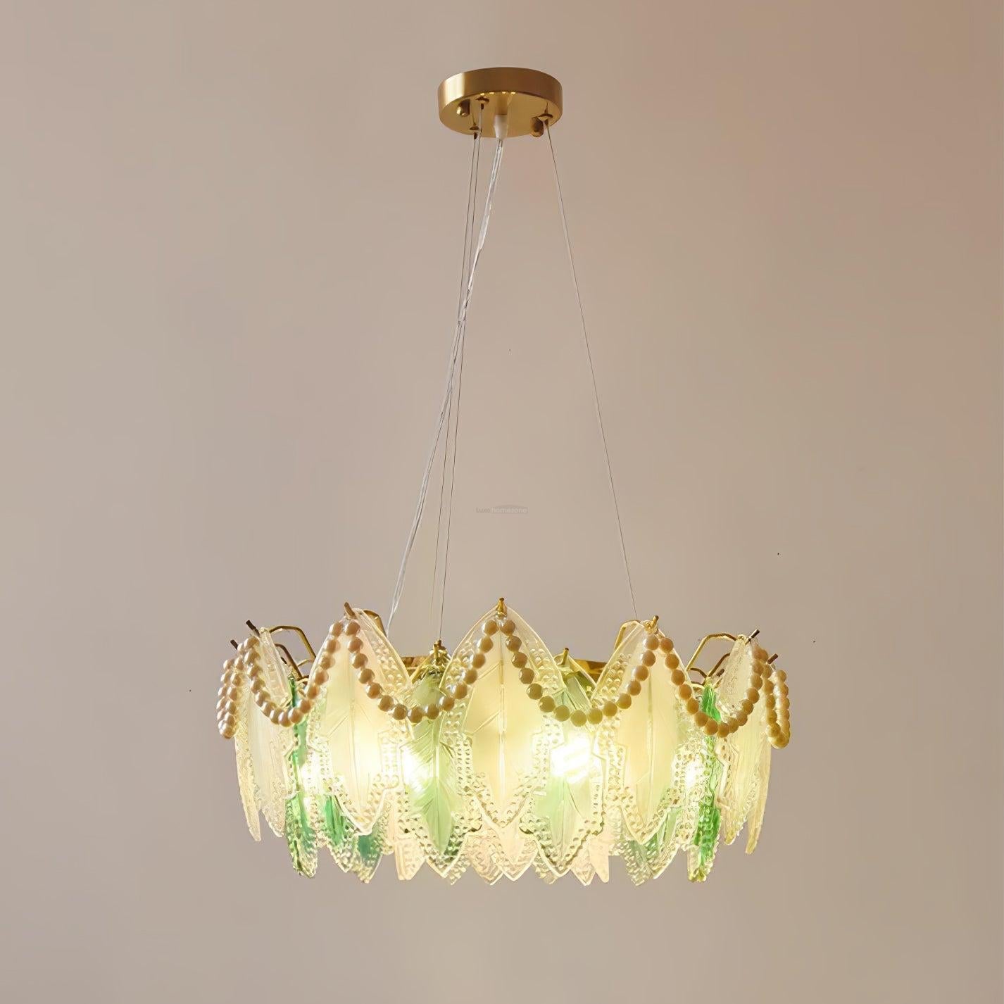 Maple Leaf Type Glass Chandelier - Cylinder-1-Luxehomezone