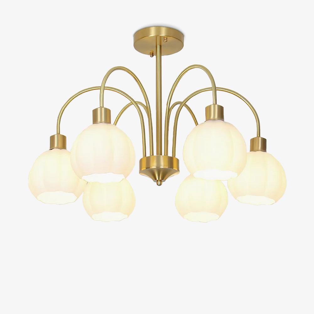Golden Pumpkin Glass Chandelier with 3/5/6/8 heads - Bend-1-Luxehomezone