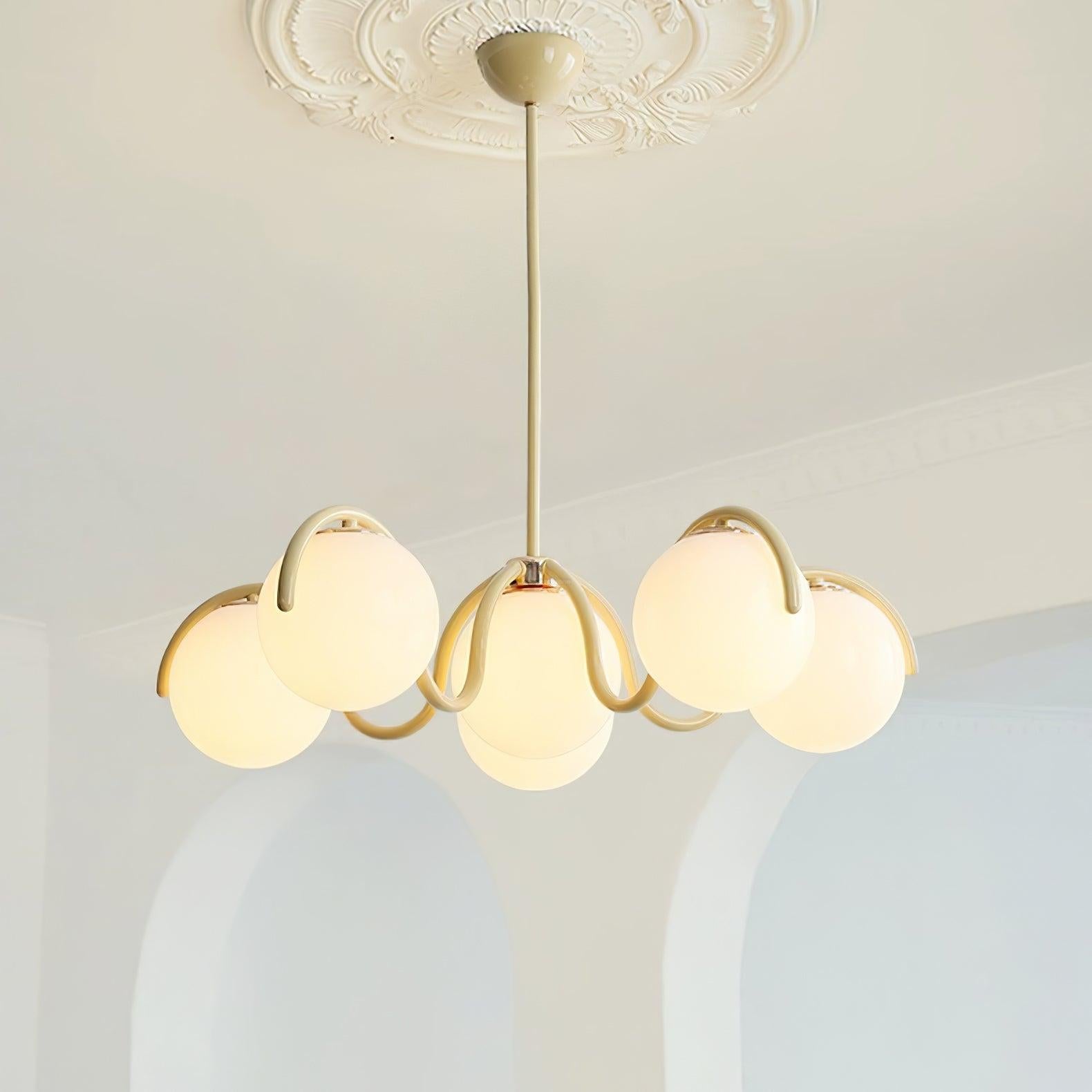 Reedway Curve Linear Chandelier ∅ 27.2″ - Bend, Marshmallow Chandelier-1-Luxehomezone