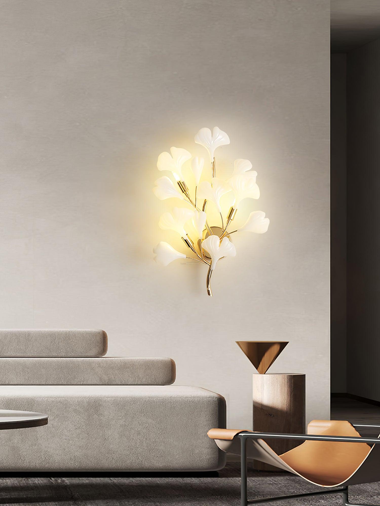 Gingko Wall Lamp with Leaves - Luxehomezone