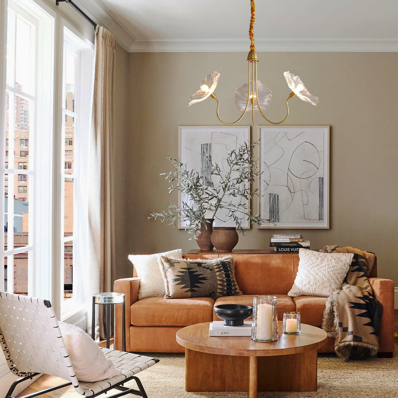 Lotus Leaf Glass Chandelier ∅ 35.4″ - Luxehomezone