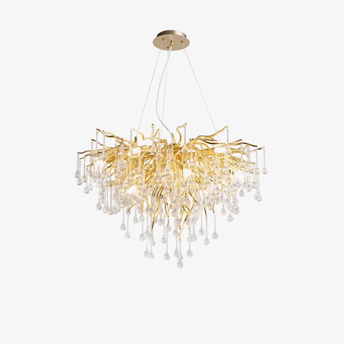 Teardrop Style Crystal Chandelier - Crystals, Gold & Clear crystal-1-Luxehomezone