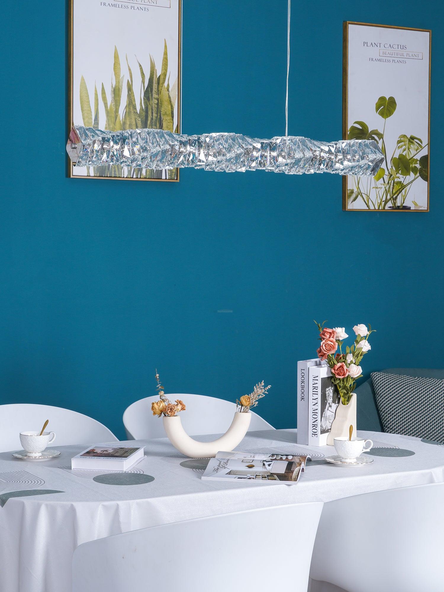 Long Crystal  Linear Pendant Light - Bar-1-Luxehomezone