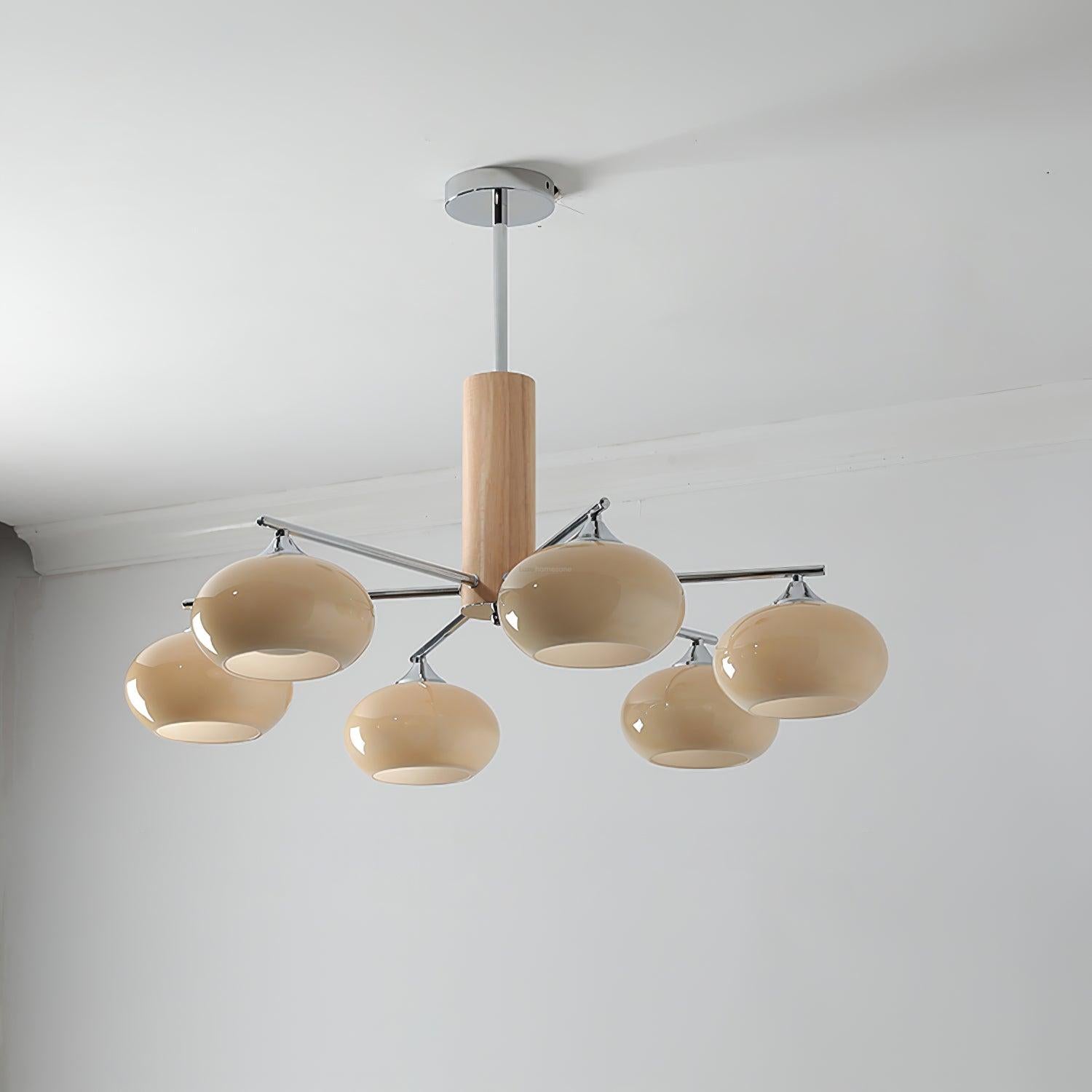 Elliptical Persimmon Chandelier with 3/6/8 heads - Glass Chandelier, Persimmon-1-Luxehomezone