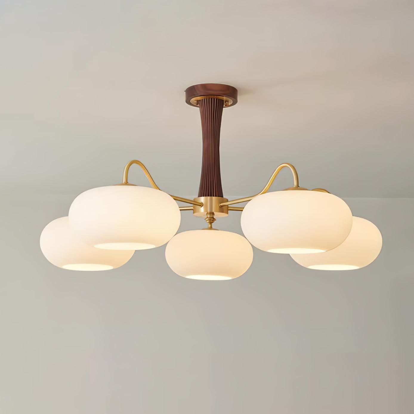 Brass Wooden Persimmon Ceiling Light For Living Room - Glass Chandelier, Persimmon, Semi Flush Mounts-1-Luxehomezone