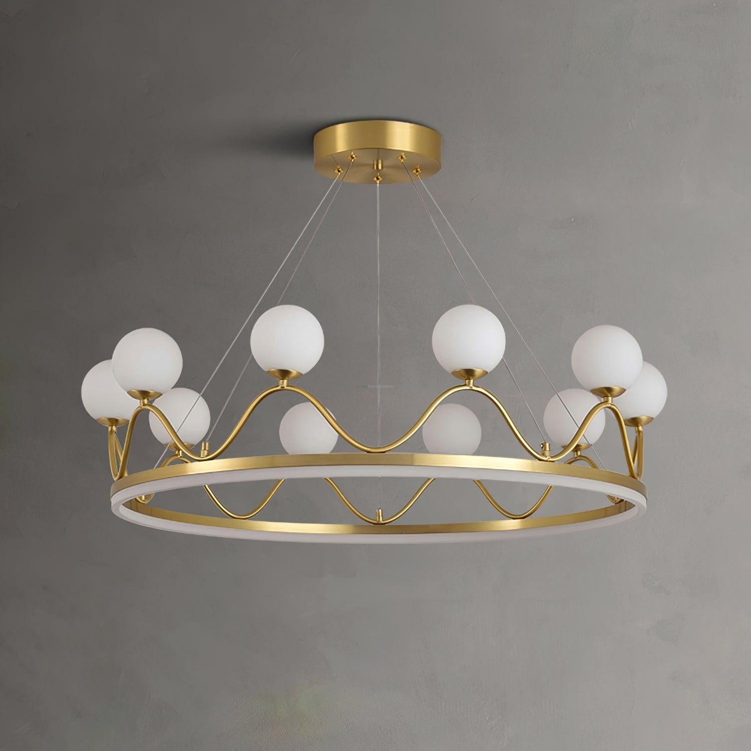 Crown Brass Round Chandelier - Bend-1-Luxehomezone