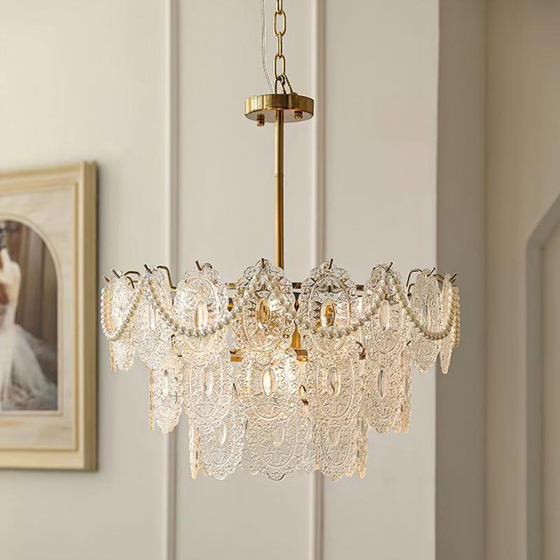 Wave Pearl Style Chandelier - Cylinder-1-Luxehomezone