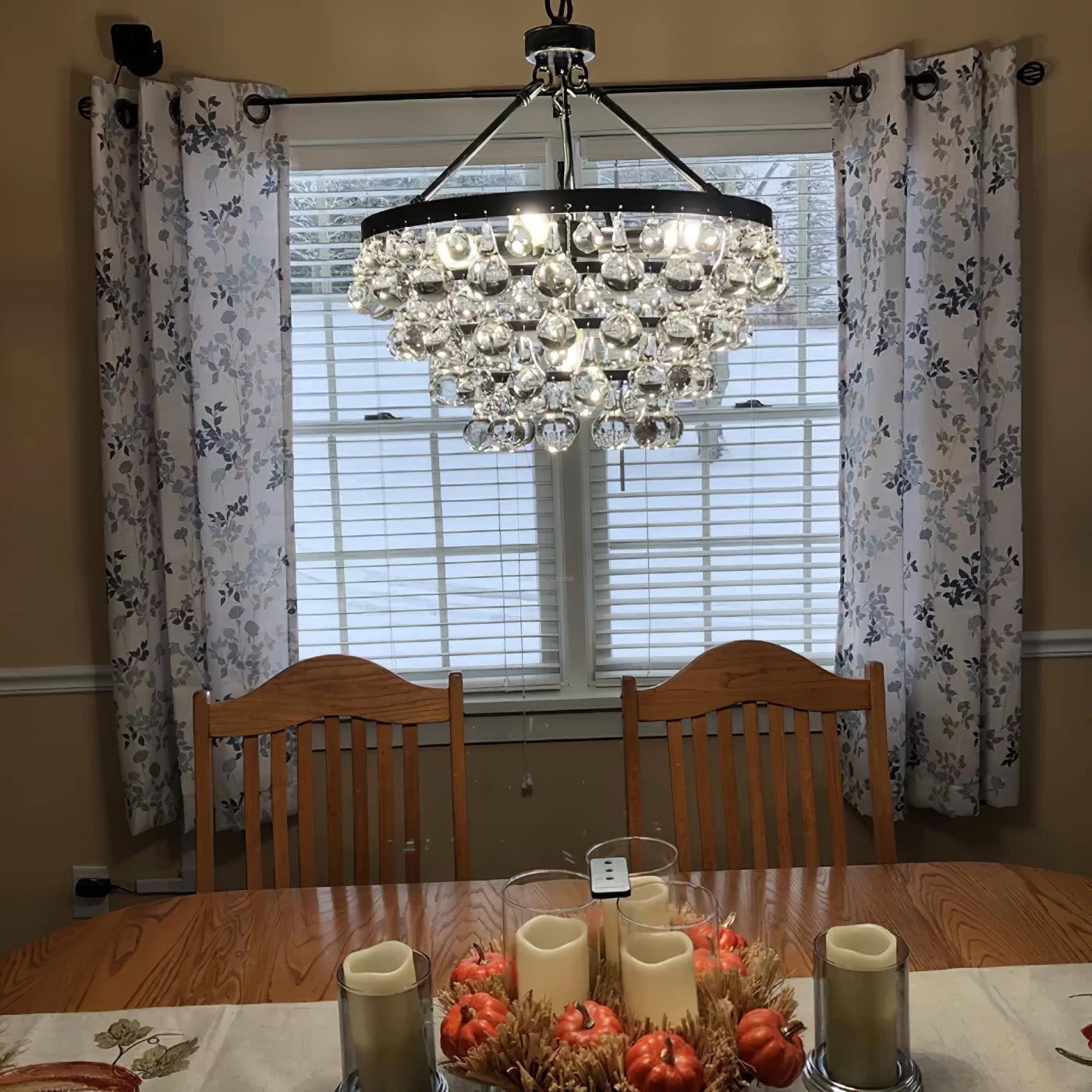 Unique Tiered Crystal Chandelier Φ 15.7″ - Crystals-1-Luxehomezone