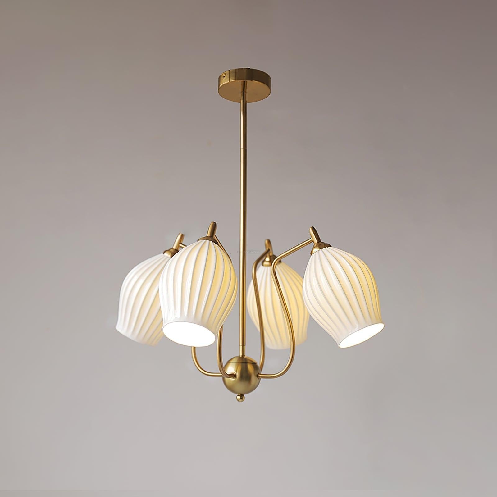 Ceramic Ribbed Chandelier with 4/6/8 heads - Flower Ceramic-1-Luxehomezone