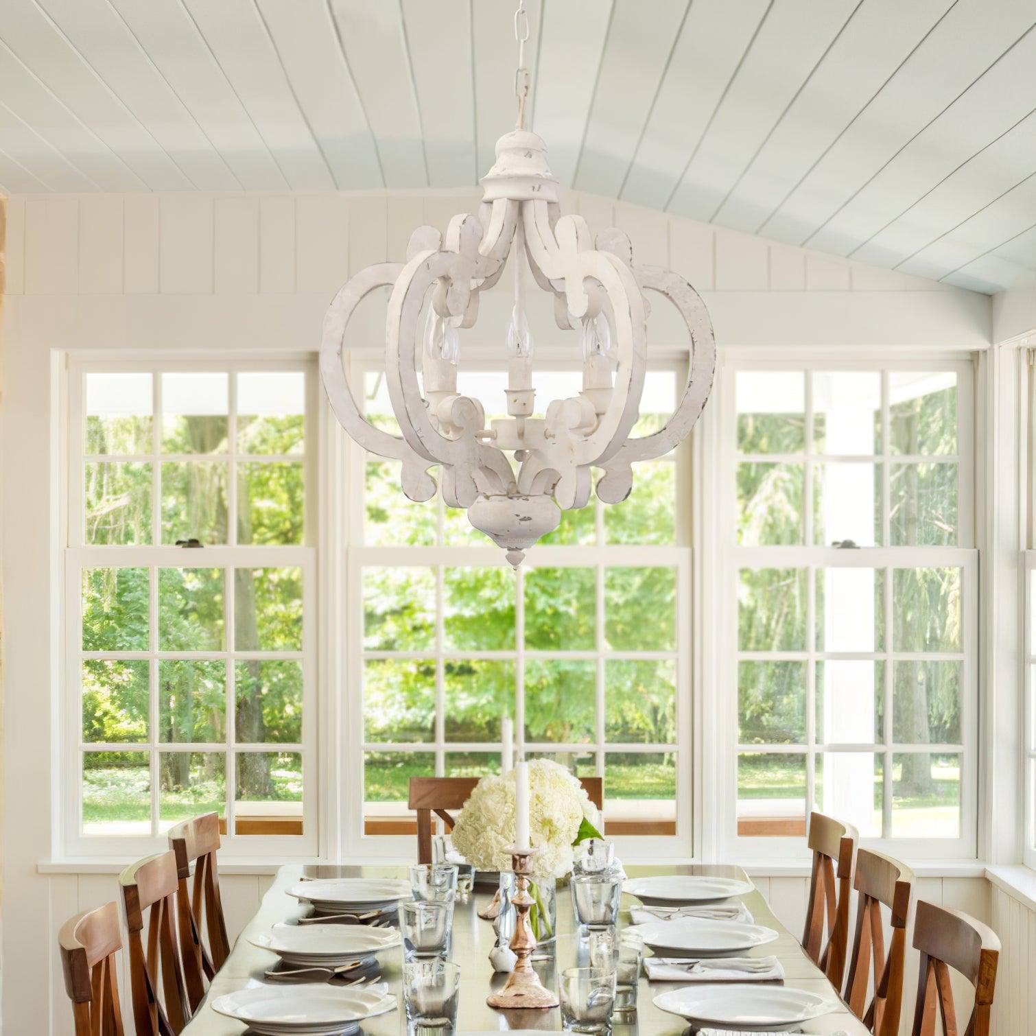 Antique White Style Chandelier Φ 19.7″ - Genteel, Optimized-1-Luxehomezone