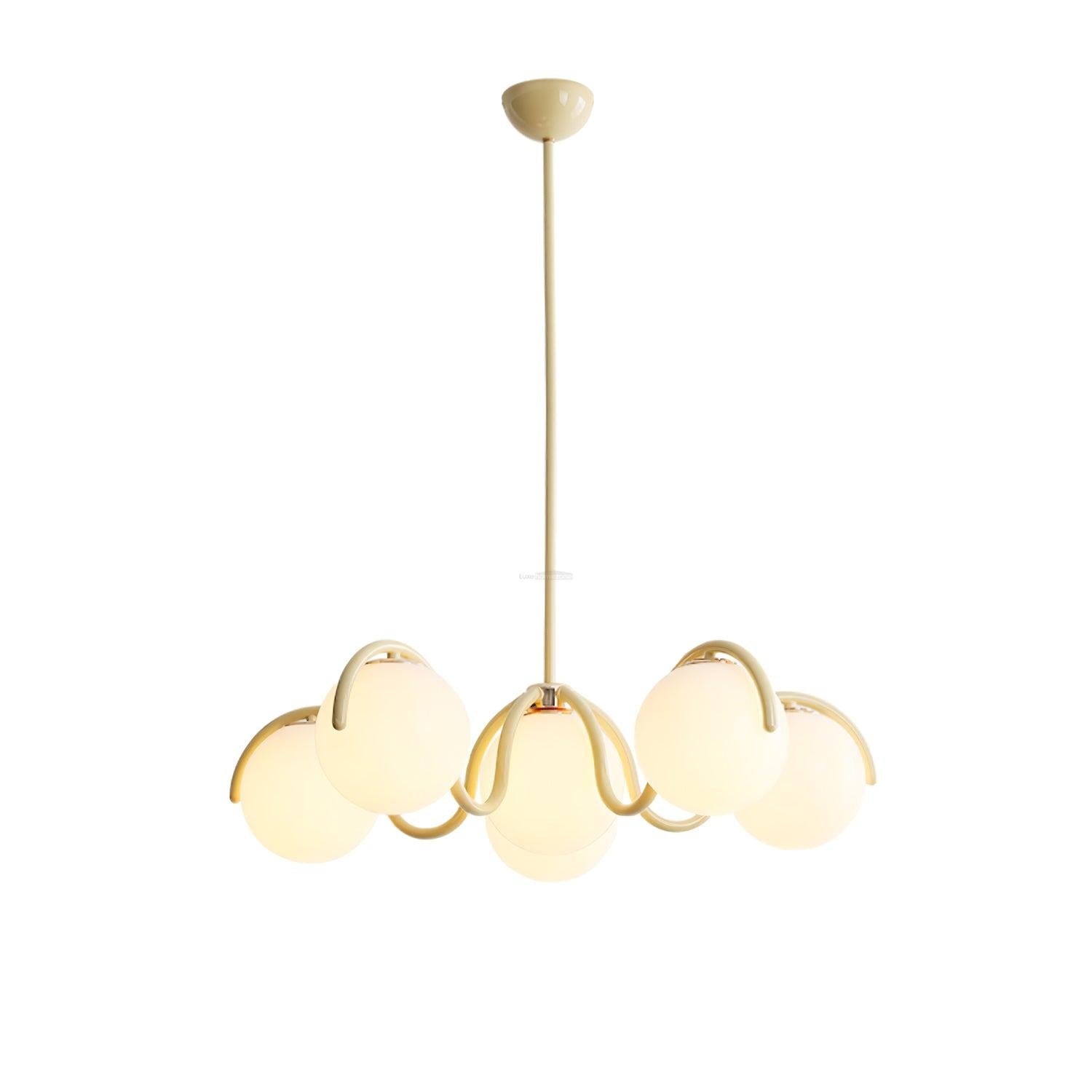 Reedway Curve Linear Chandelier ∅ 27.2″ - Bend, Marshmallow Chandelier-1-Luxehomezone