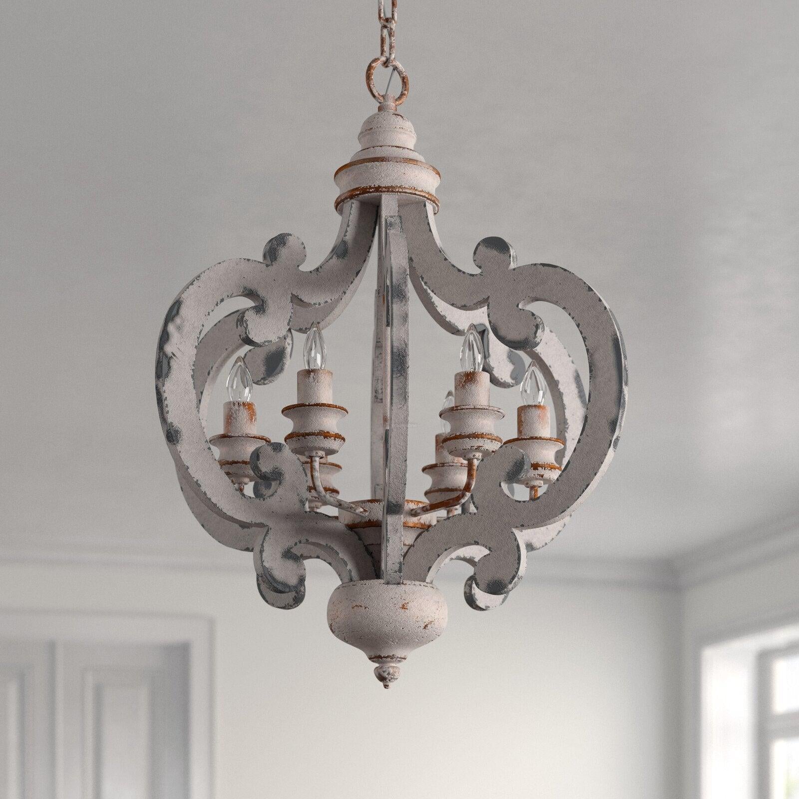 Antique White Style Chandelier Φ 19.7″ - Genteel, Optimized-1-Luxehomezone
