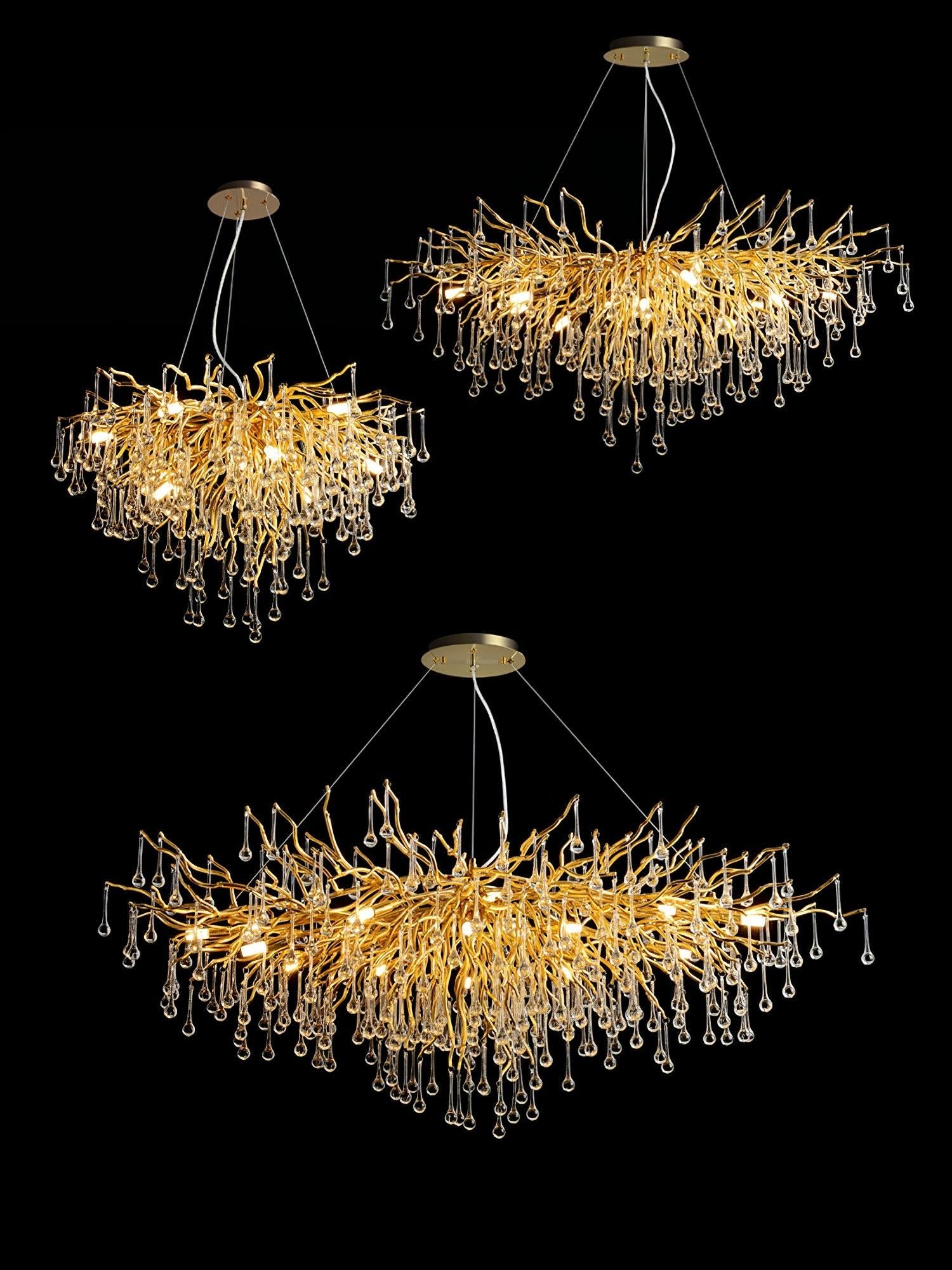 Teardrop Style Crystal Chandelier - Crystals, Gold & Clear crystal-1-Luxehomezone