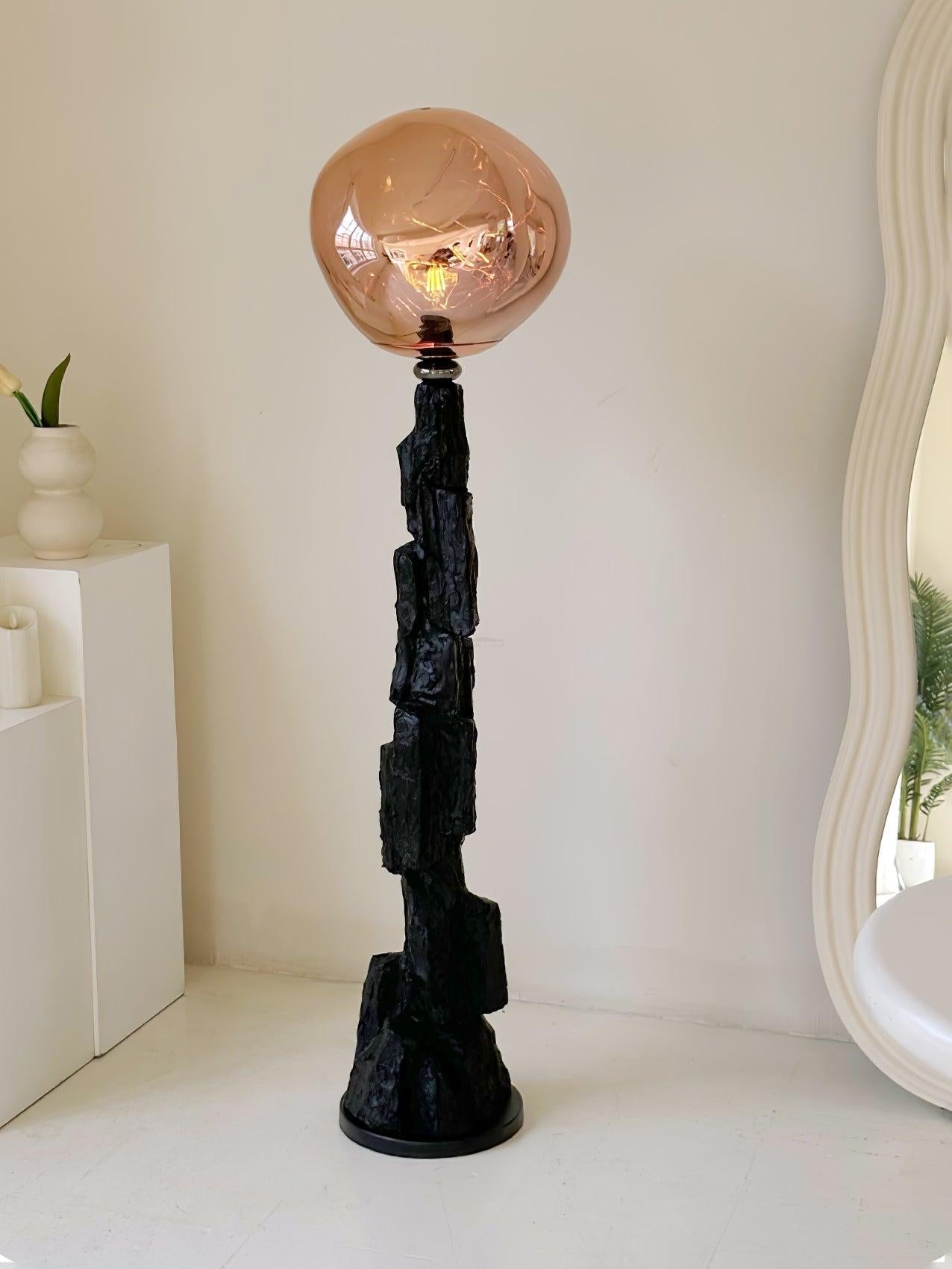Lava Floor Lamp with Charcoal Color - Black  & Rose gold, Lava-1-Luxehomezone