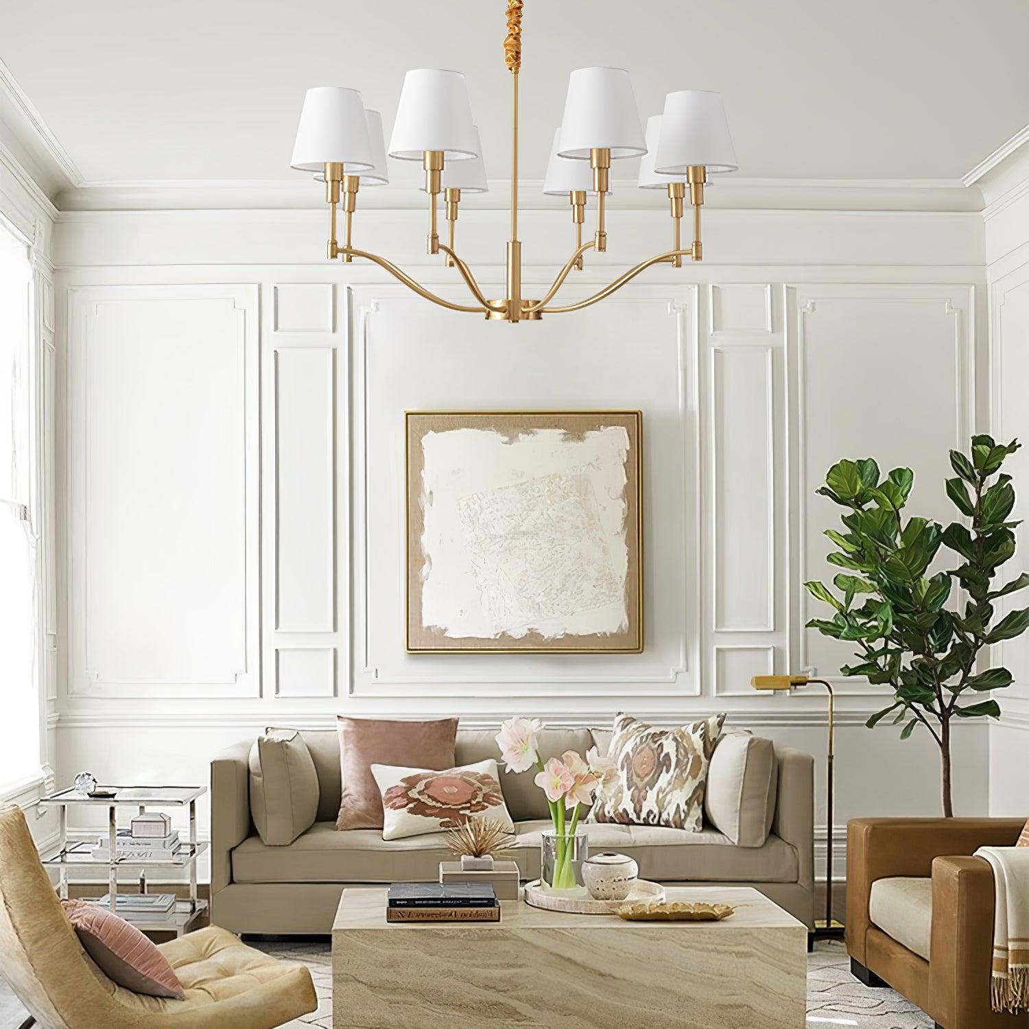 Meridian Mid Century Brass Chandelier with 3/5/8 heads - Variety-1-Luxehomezone