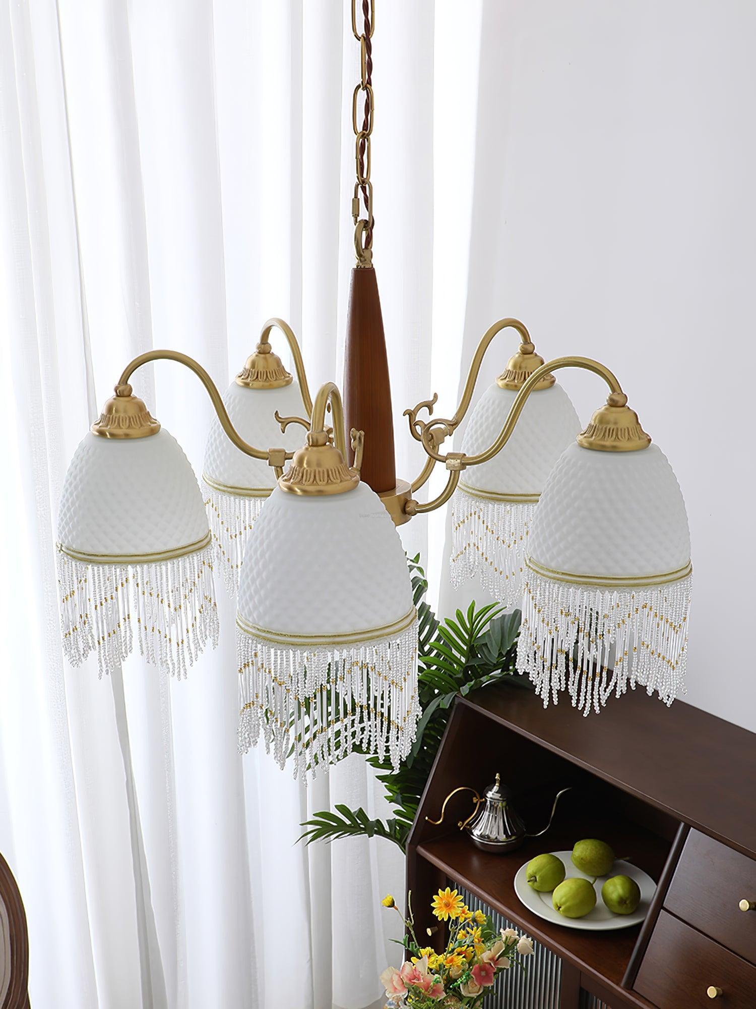 Mesh Tassel Glass Chandelier ∅ 19.7″ - Tassel-1-Luxehomezone
