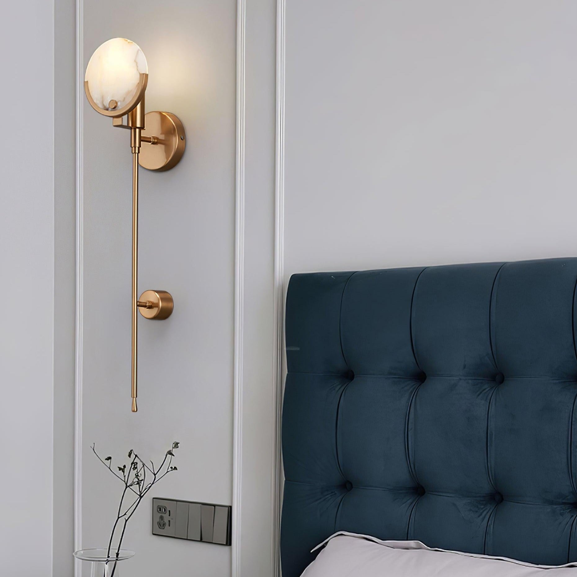 Ava Alabaster Brass Wall Sconce - Alabaster, Alabaster Wall Lamp-1-Luxehomezone