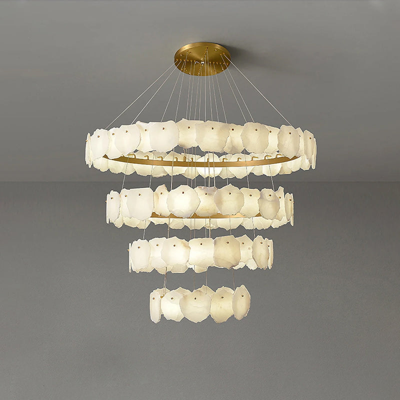 Talan Alabaster Round MultiI-Tier Chandelier
