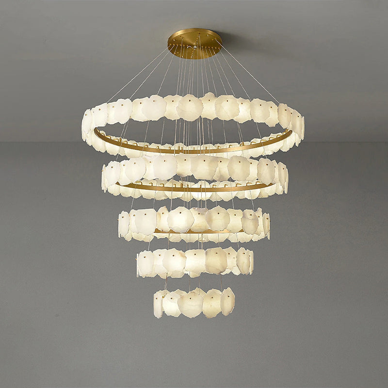 Talan Alabaster Round MultiI-Tier Chandelier